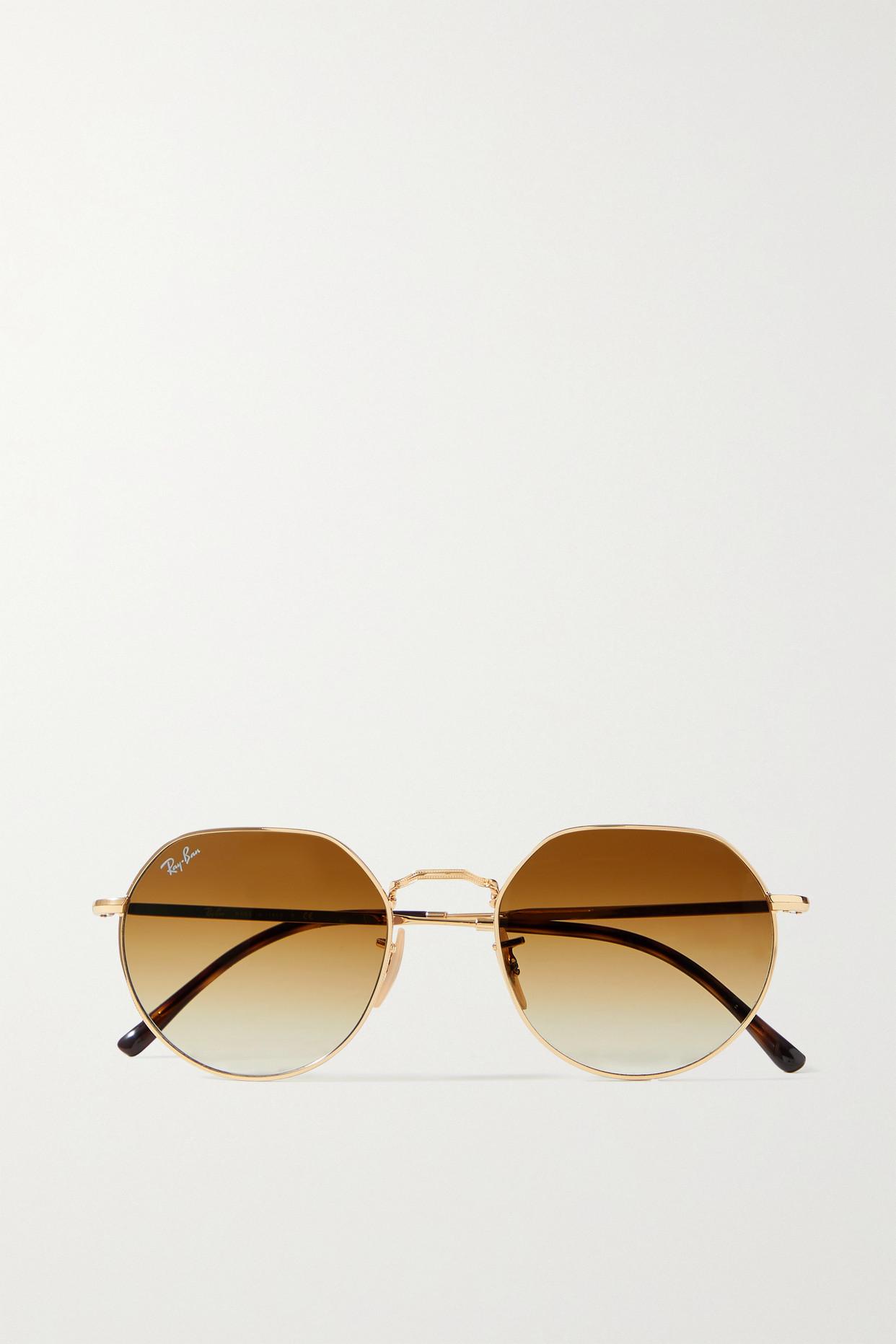 Ray-Ban Jack Round-frame Gold-tone Sunglasses in Metallic | Lyst