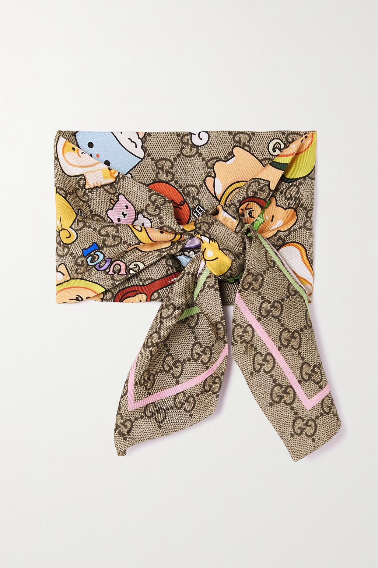 Gucci Printed Silk Scarf in Metallic | Lyst