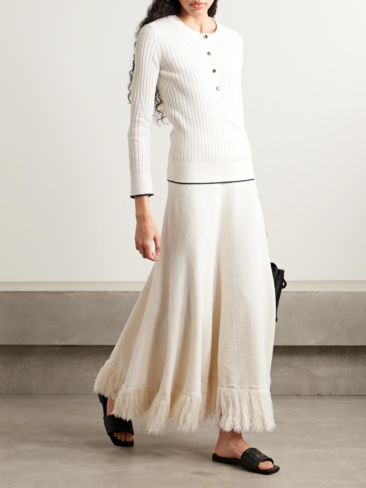 スカート BOTTEGA VENETA SKIRT (830441V5LQ0 9000) Bottega Veneta® Women's Cotton Bouclé Skirt in White. Shop
