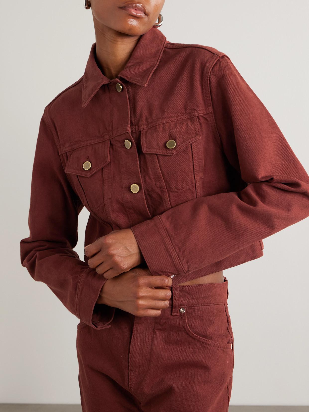 Burgundy Cropped Denim Jacket Gabriela Hearst Bronte Cropped