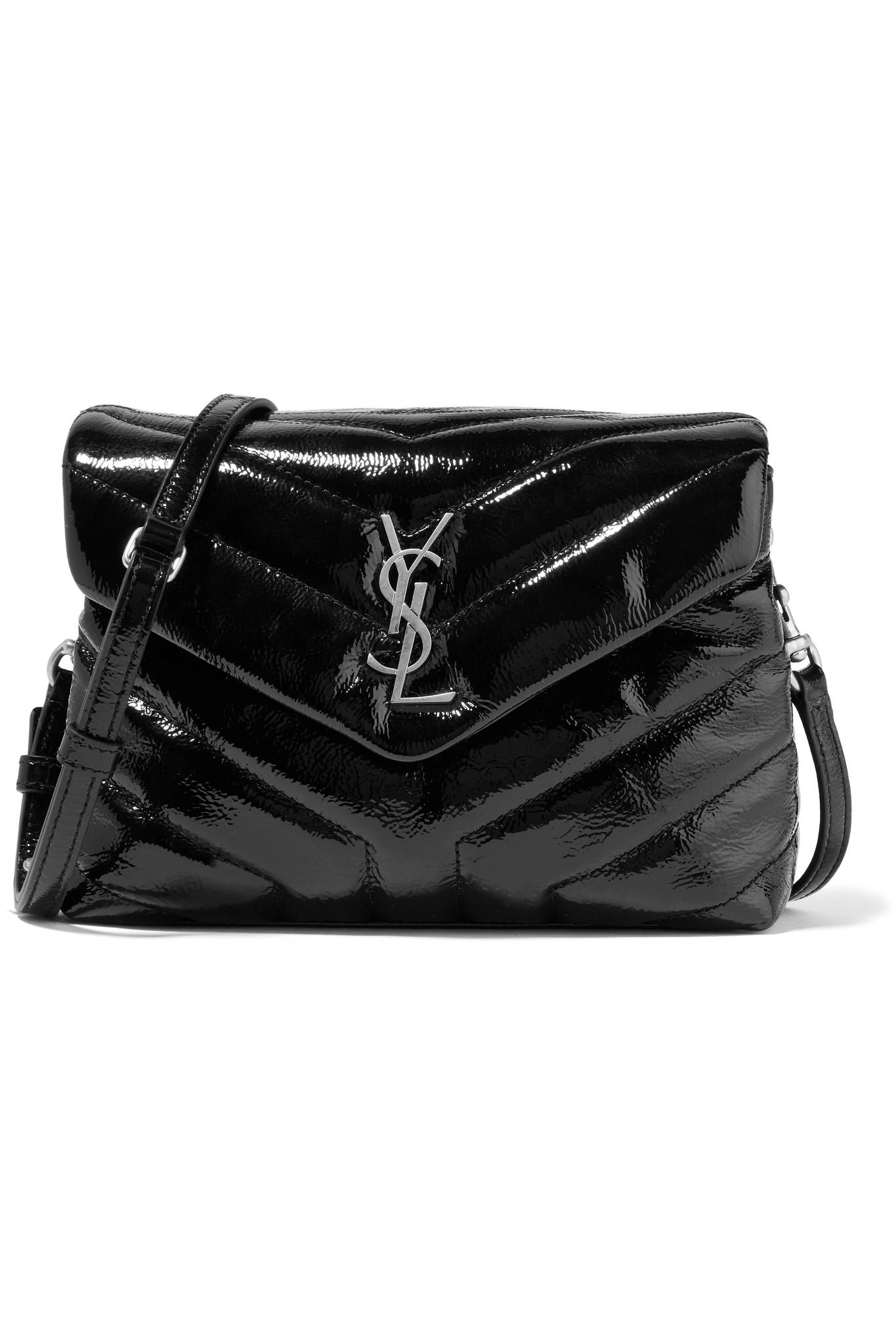 Lyst - Saint Laurent Loulou Small Quilted Patent-leather Shoulder Bag in Black