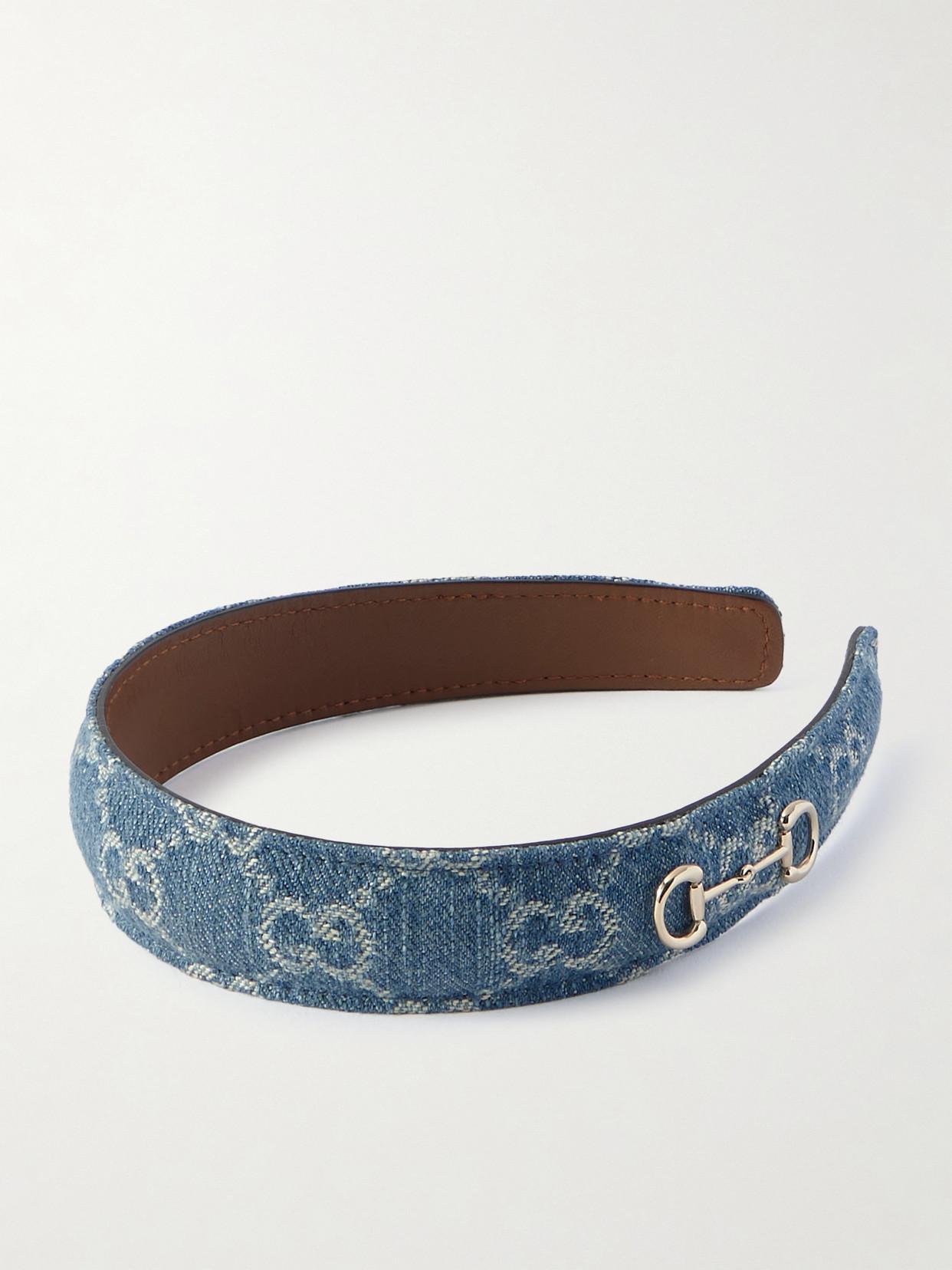 Gucci Light Blue and Silver Headband Gucci Eco Washed Denim Headband 652835 Indigo Blue Canvas  main image 2