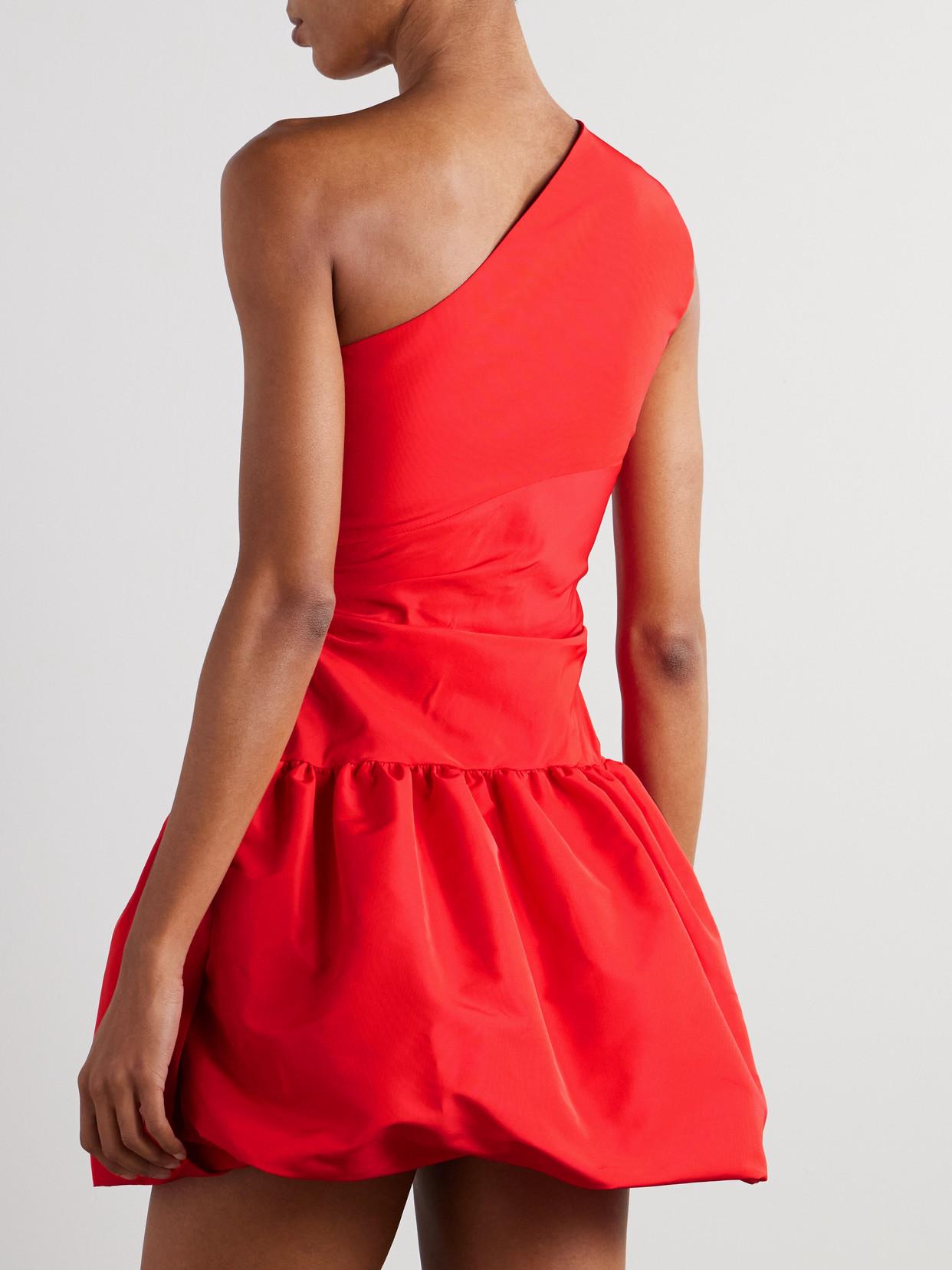 Patou One-Shoulder Recycled-Faille Mini Dress in Red | Lyst