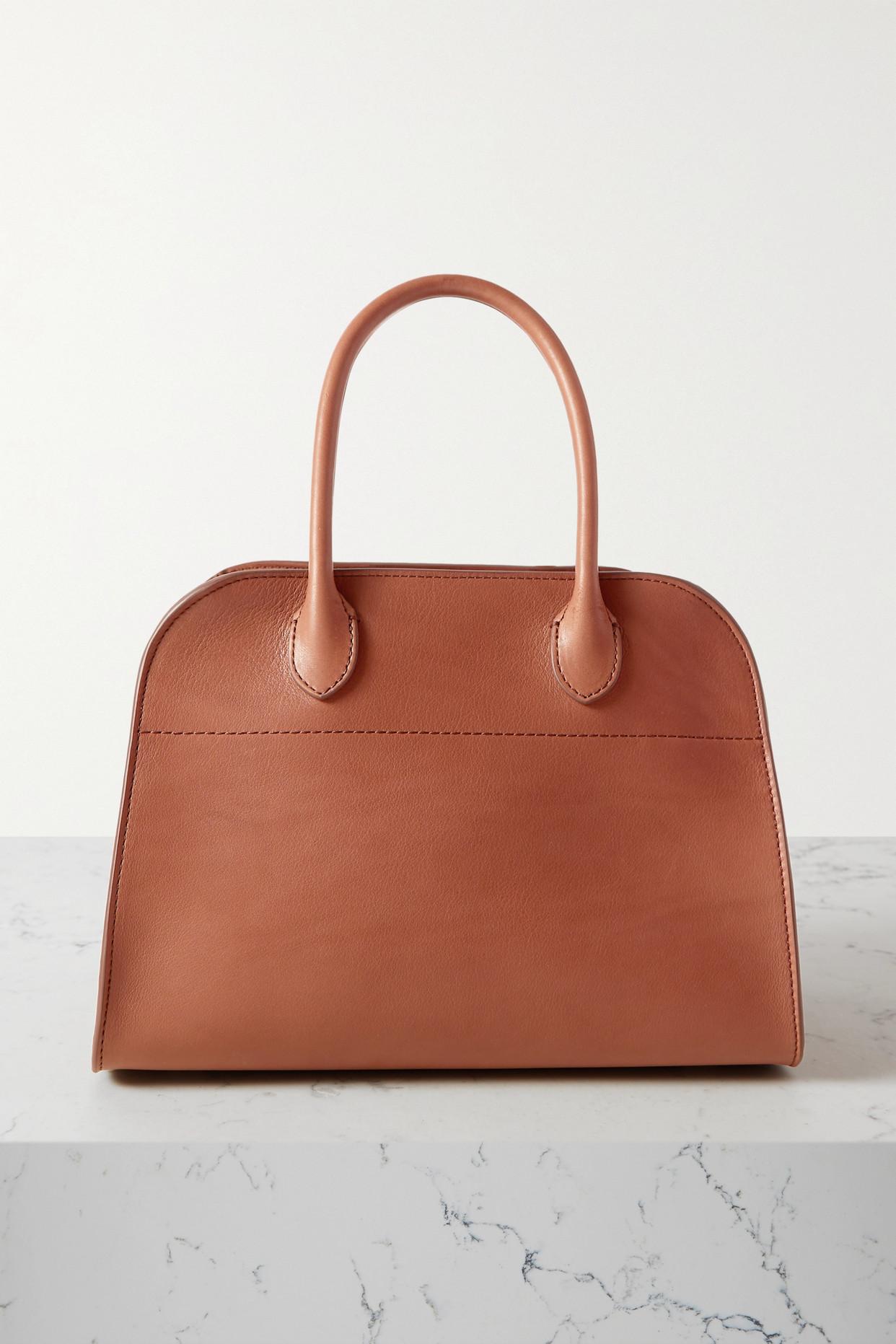 The Row Margaux 10 Buckled Leather Tote in Brown Lyst