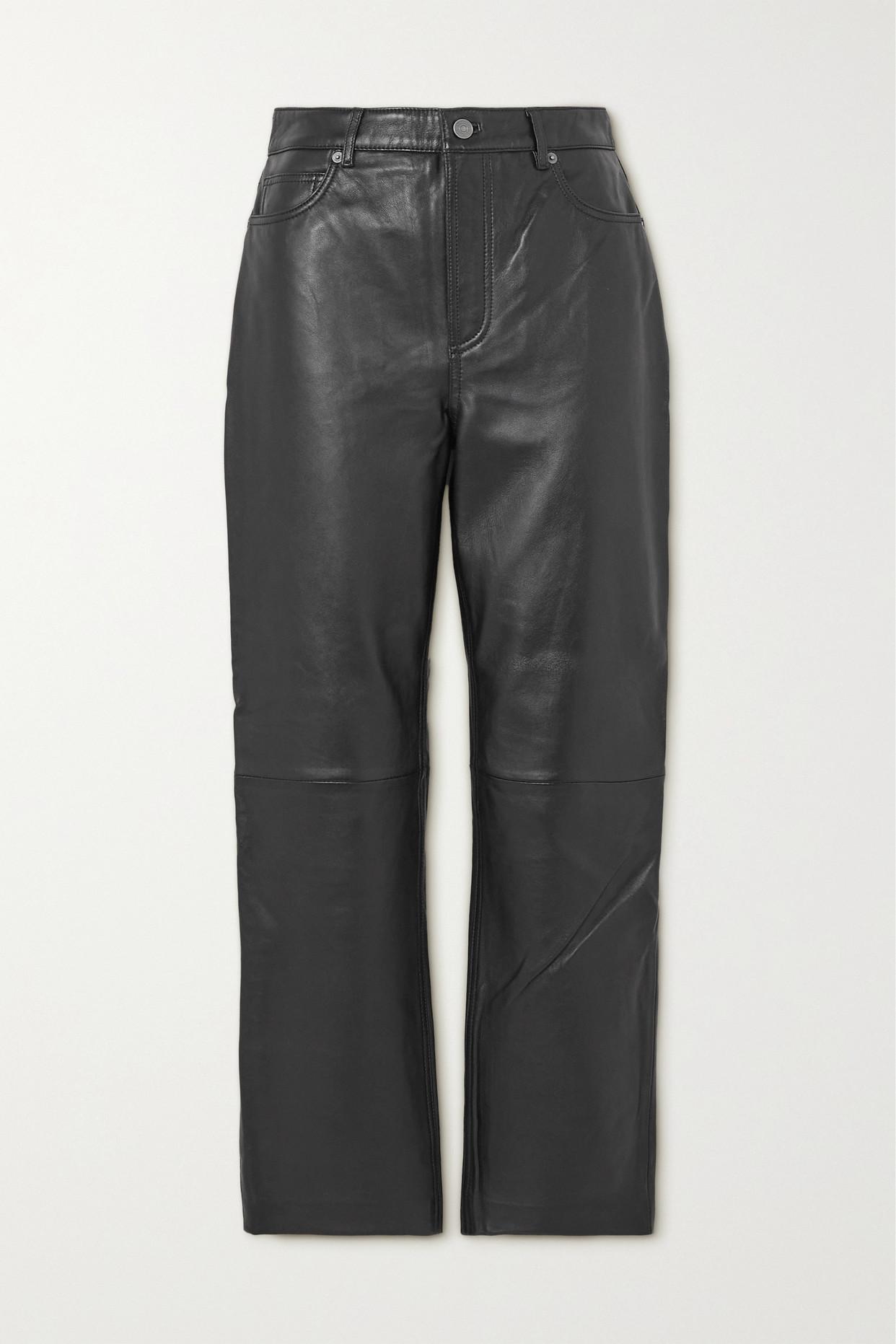 Reformation Veda Cynthia Leather Straight-leg Pants in Gray | Lyst