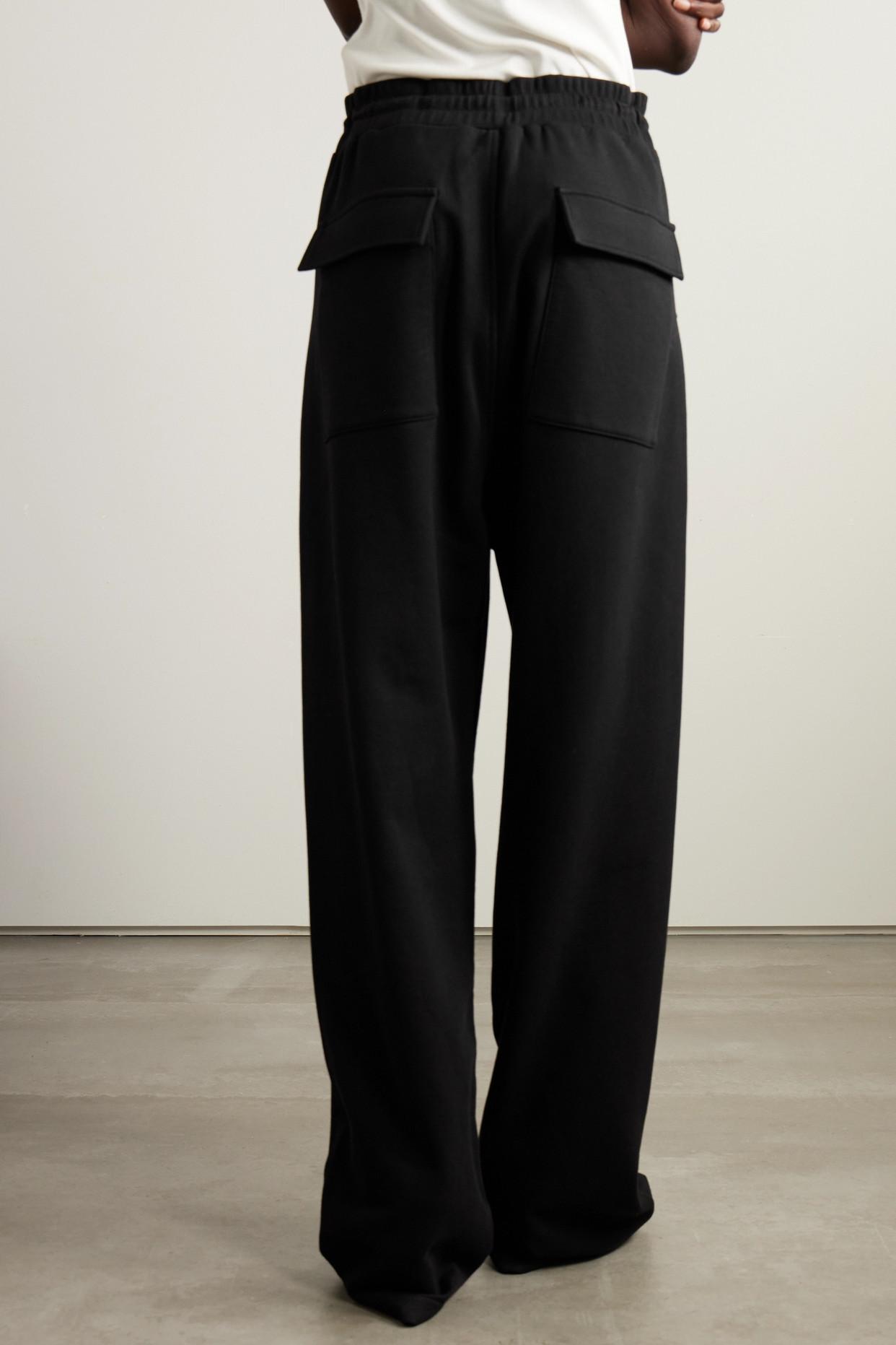 Balmain Button-embellished Cotton-jersey Wide-leg Track Pants in Black