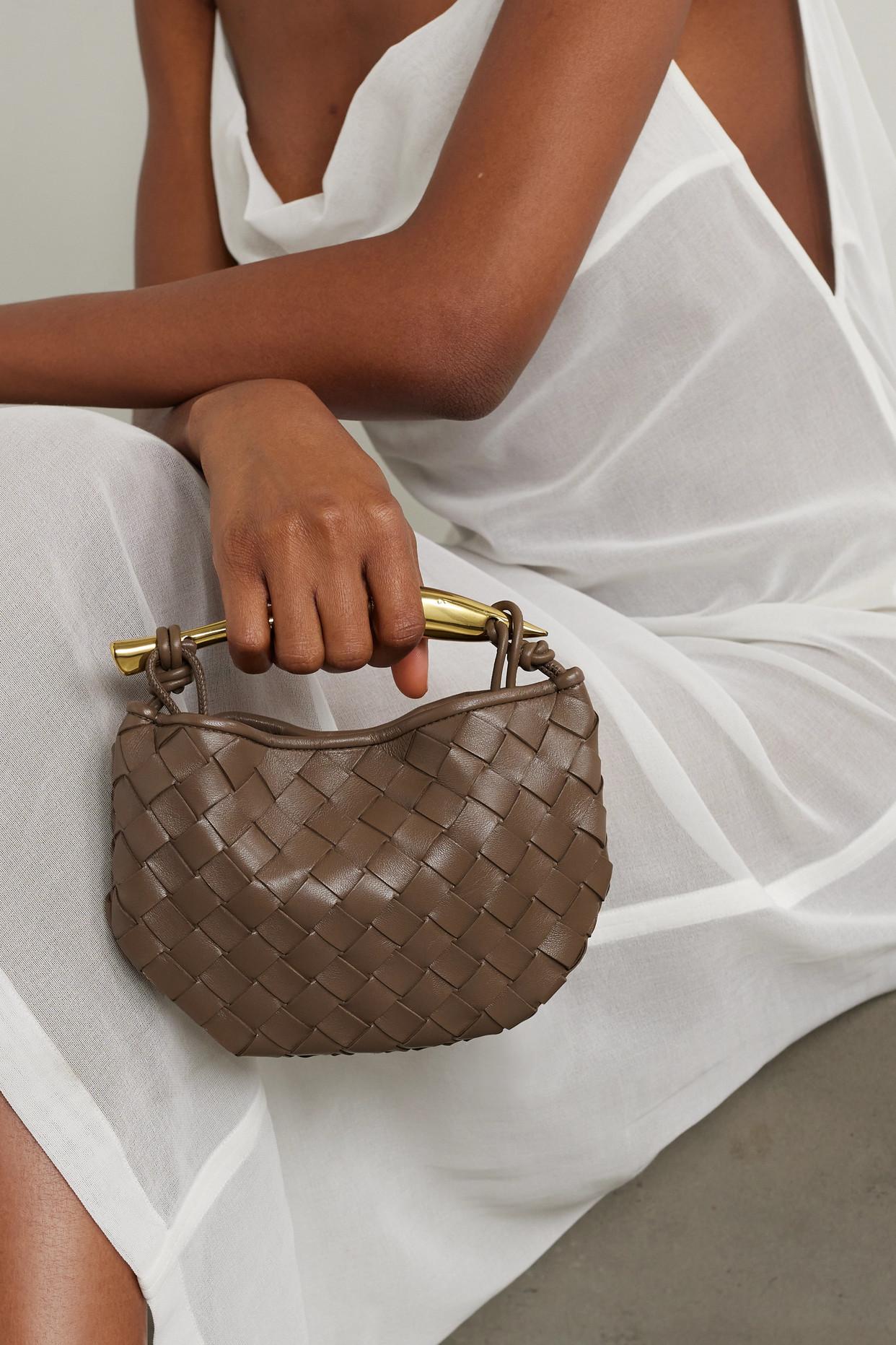 Sardine Mini Leather Shoulder Bag in Brown - Bottega Veneta