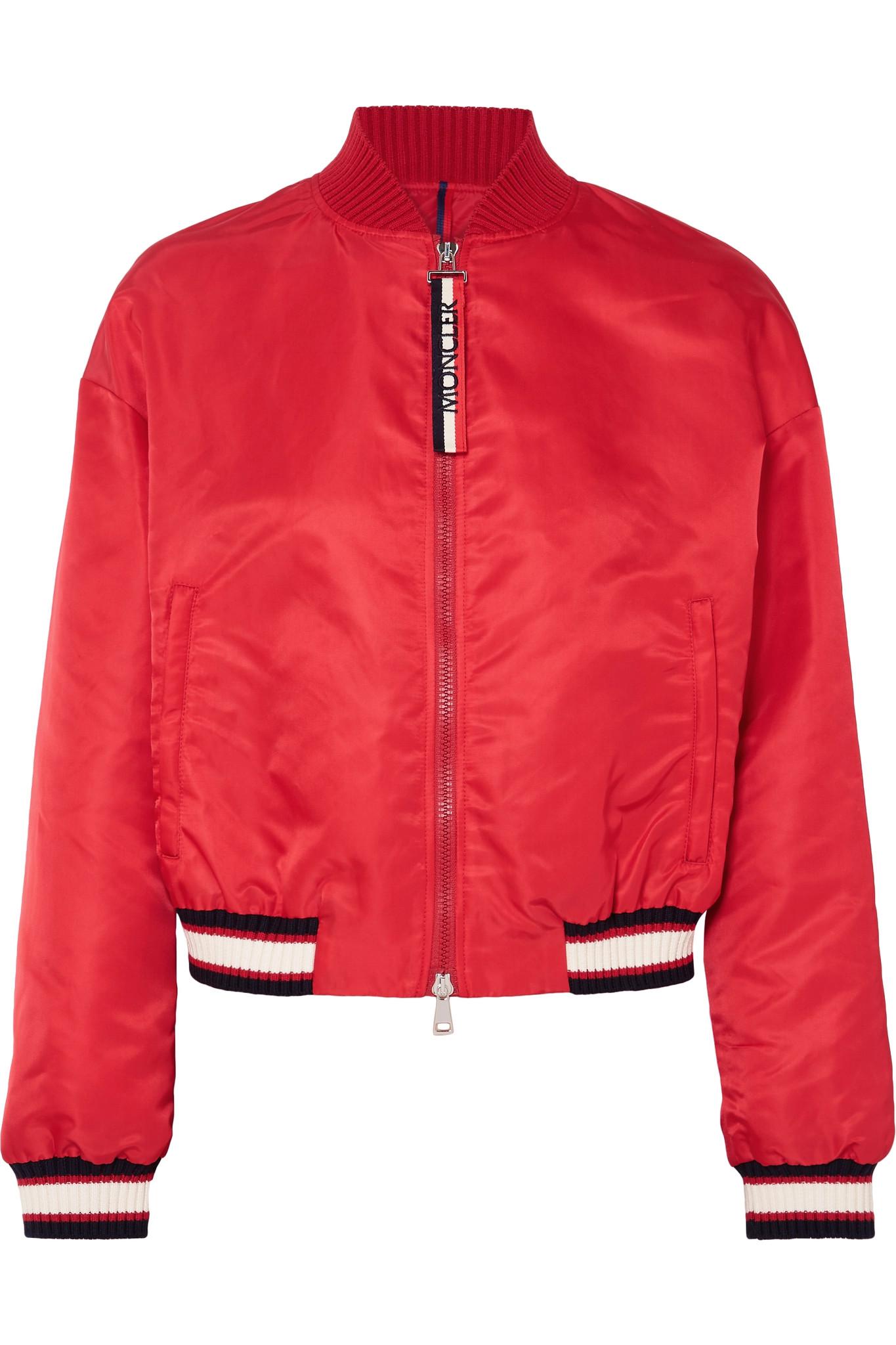 Moncler Satin-shell Bomber Jacket in Red - Lyst