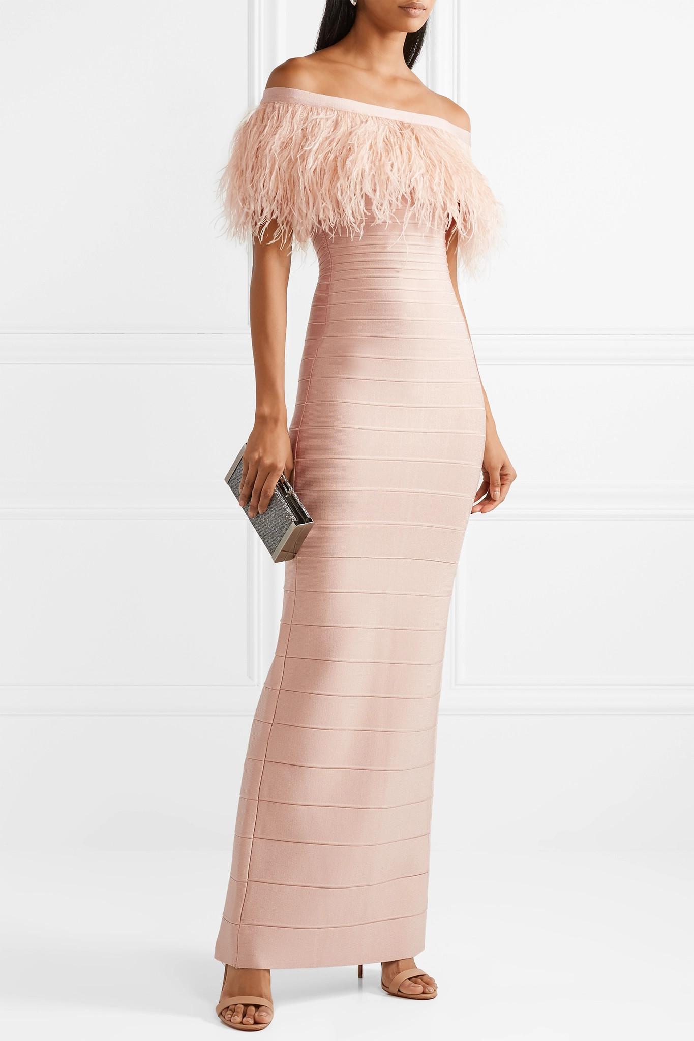 Herve leger feather clearance dress