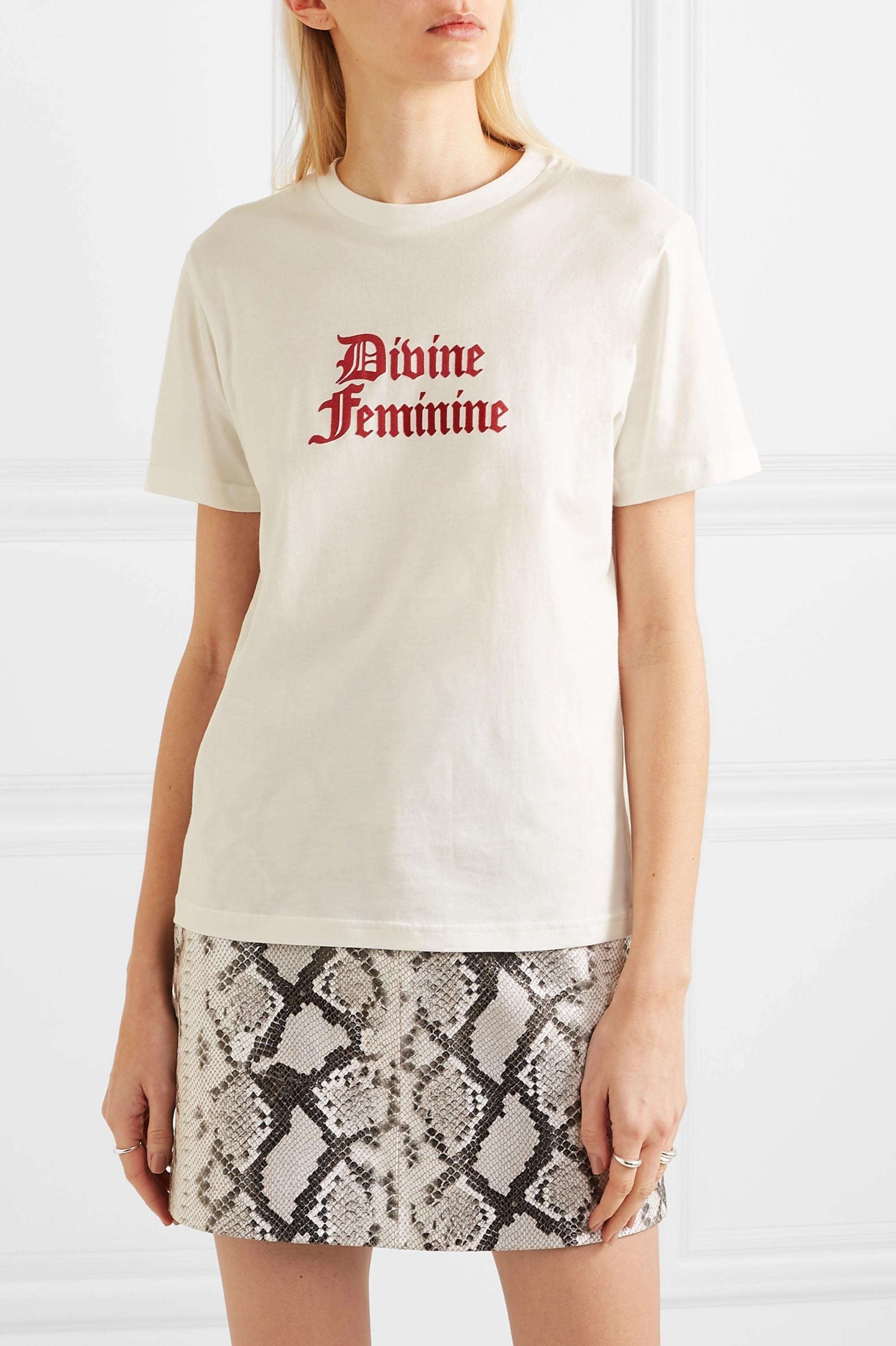 ALEXACHUNG Denim International Women's Day Flocked Cotton-jersey T-shirt in  White | Lyst