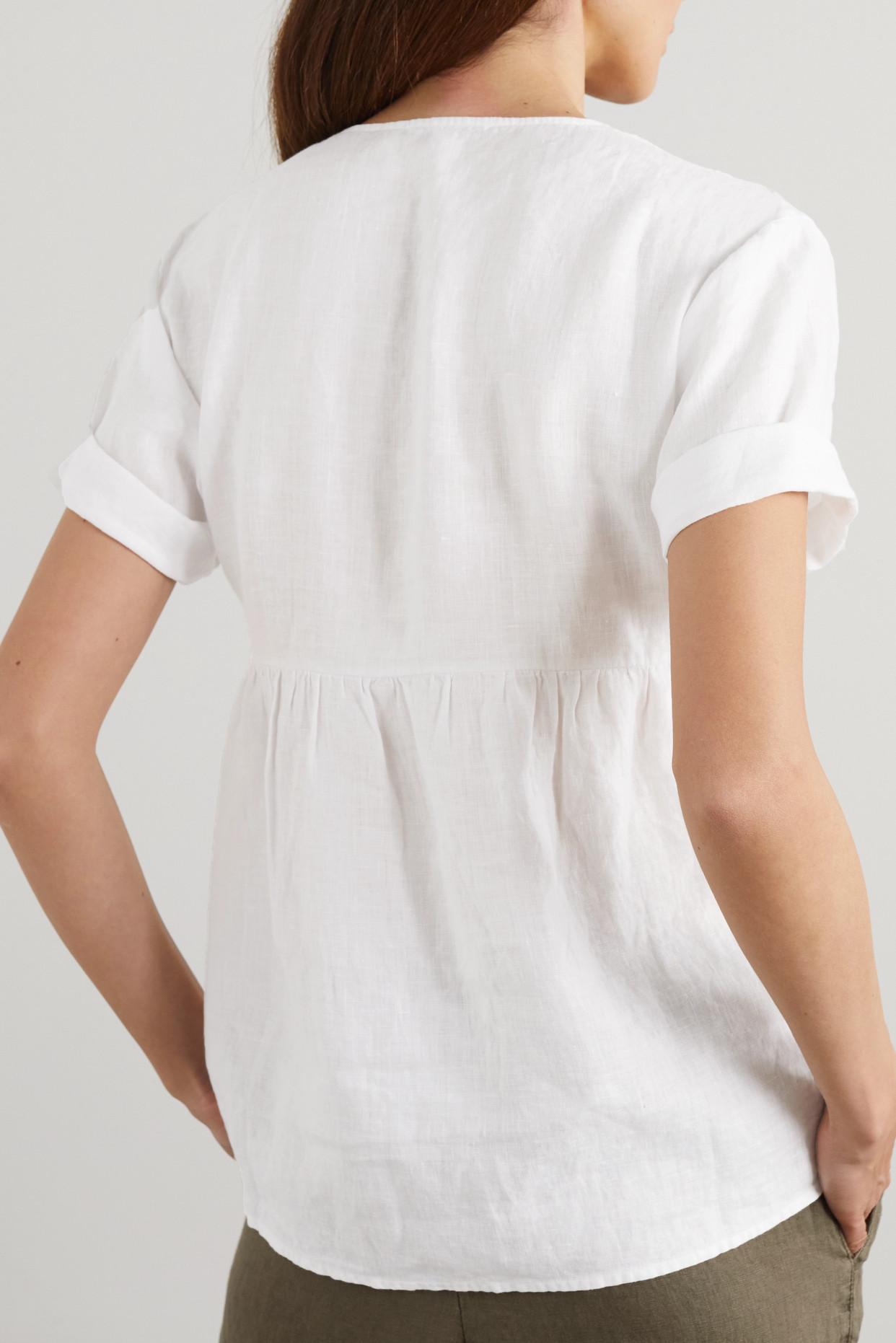James Perse Gathered Linen Top in White | Lyst