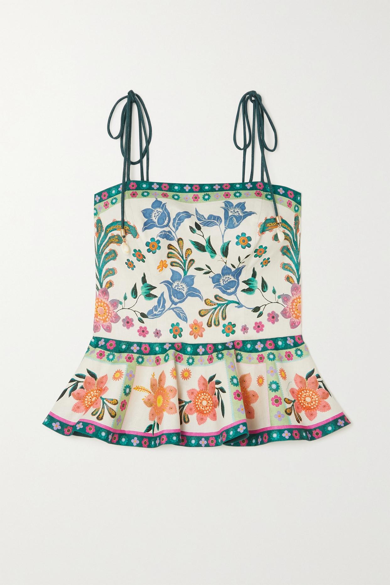 Zimmermann Ginger Floral-print Linen Top | Lyst UK