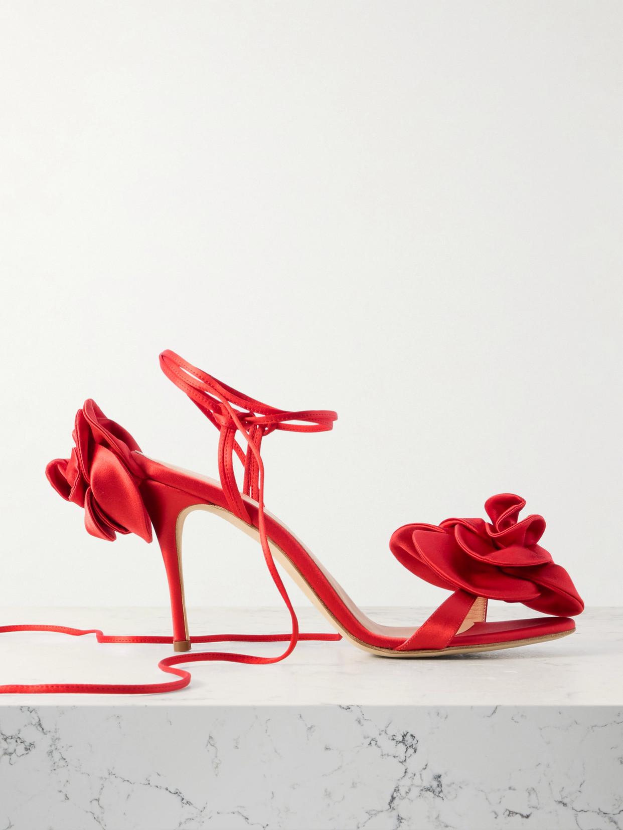 シューズ・サンダルその他 MAGDA BUTRYM Woman Heeled sandals Burgundy 529425 BORDEAUX Crochet flower sandals in burgundy