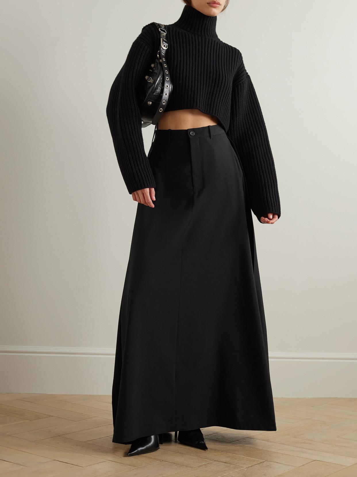 Balenciaga Wool Maxi Skirt in Black | Lyst UK