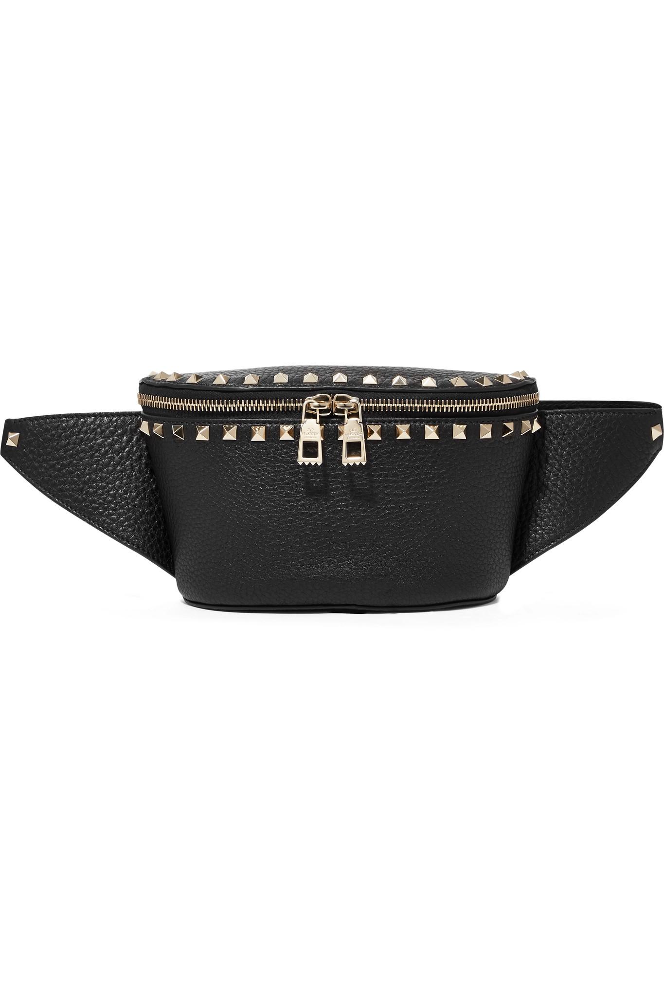 Lyst - Valentino Garavani The Rockstud Textured-leather Belt Bag in Black