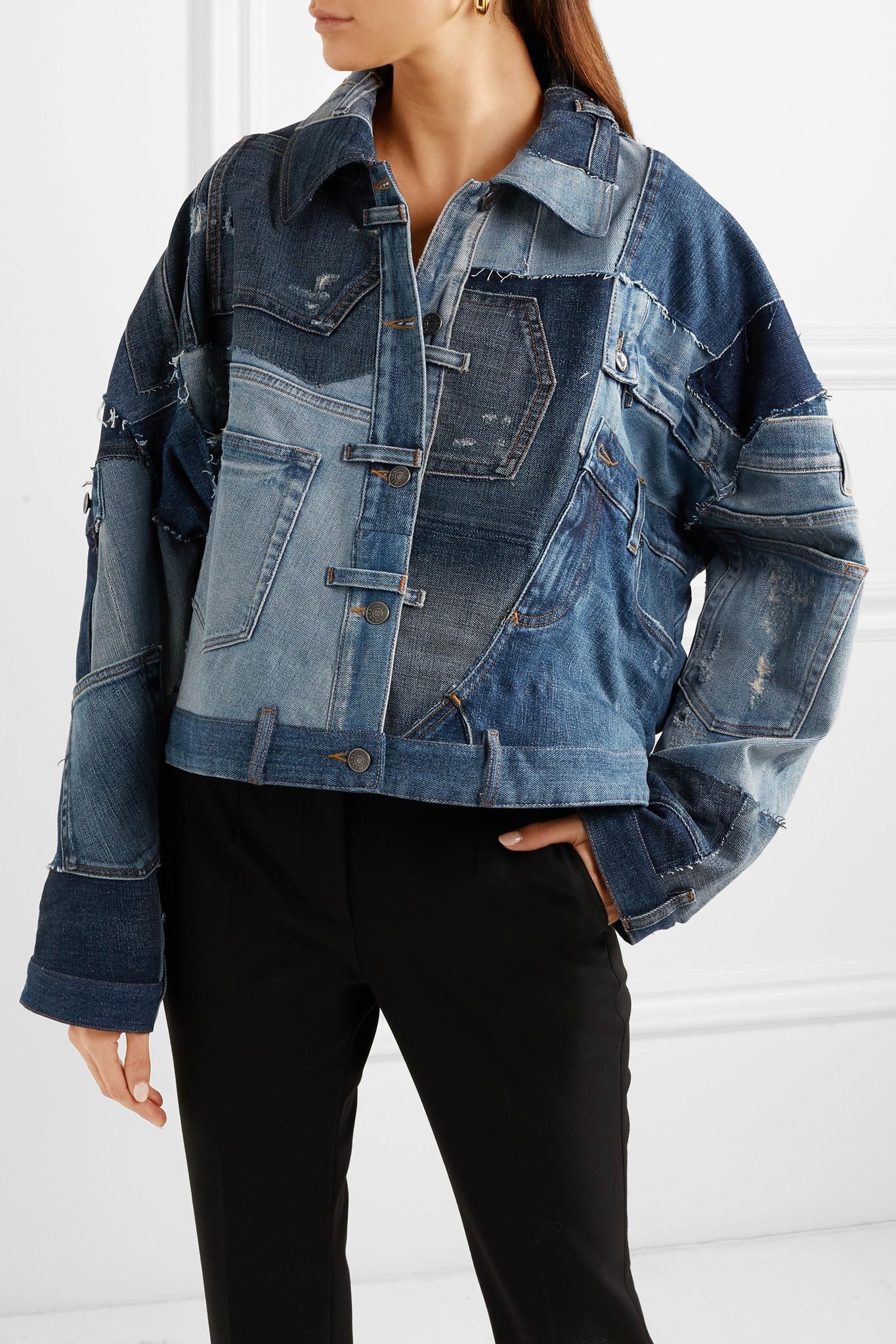 Dolce & Gabbana Distressed Patchwork Denim Jacket in Mid Denim (Blue) | Lyst