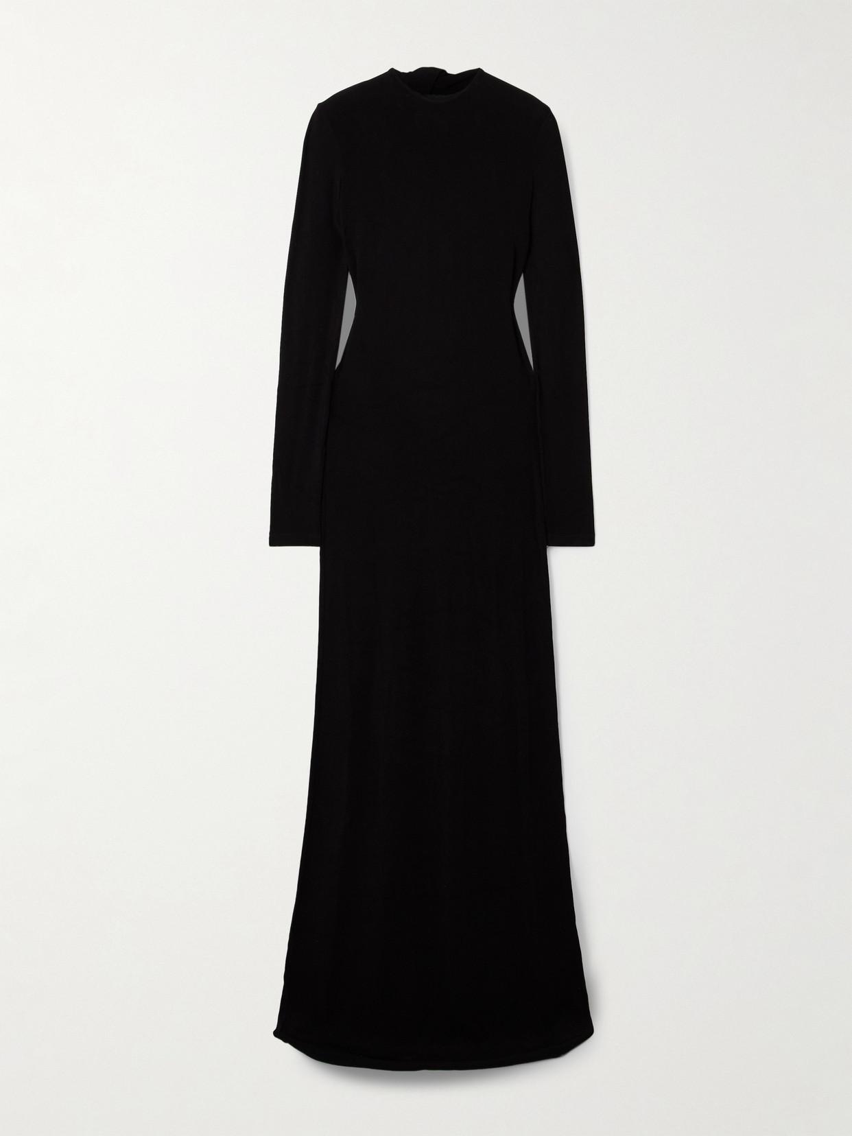 ワンピース Saint Laurent Black Stretch Viscose Blend Dress Yves Saint Laurent Women Dress Black Viscose Blend Long