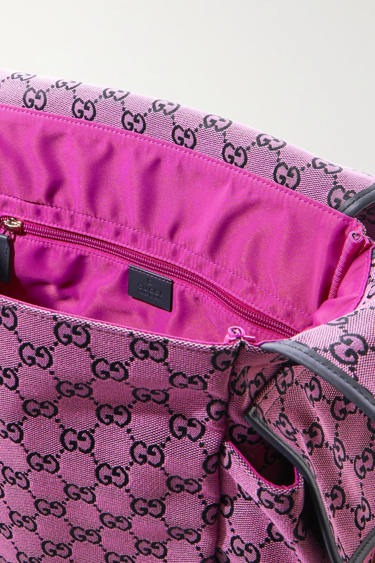 Gucci Leather-trimmed Printed Canvas Diaper Bag in Pink
