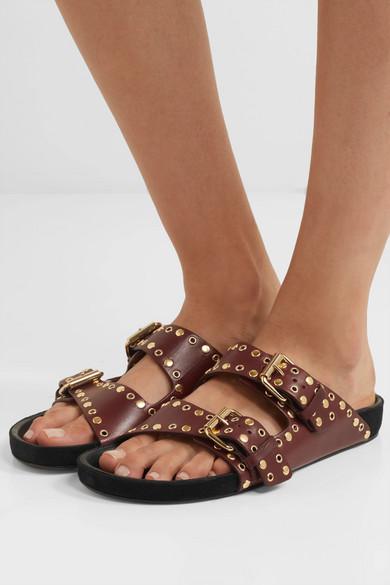 Isabel Marant Leather Lennyo Sandals in Burgundy (Brown) | Lyst
