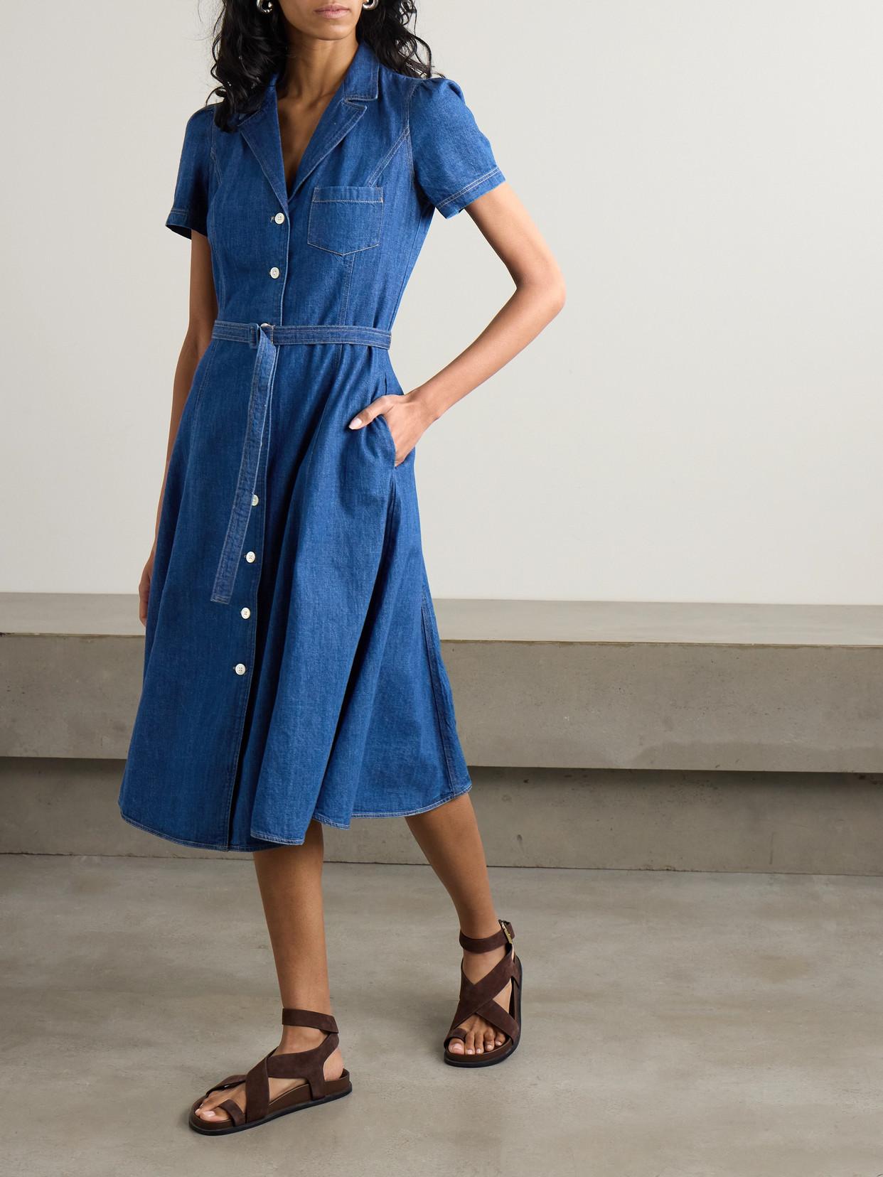 ☆関税込【POLO RALPH LAUREN】Hampton belted denim midi dress Polo Ralph Lauren Hampton Belted Denim Midi Dress in Blue | Lyst