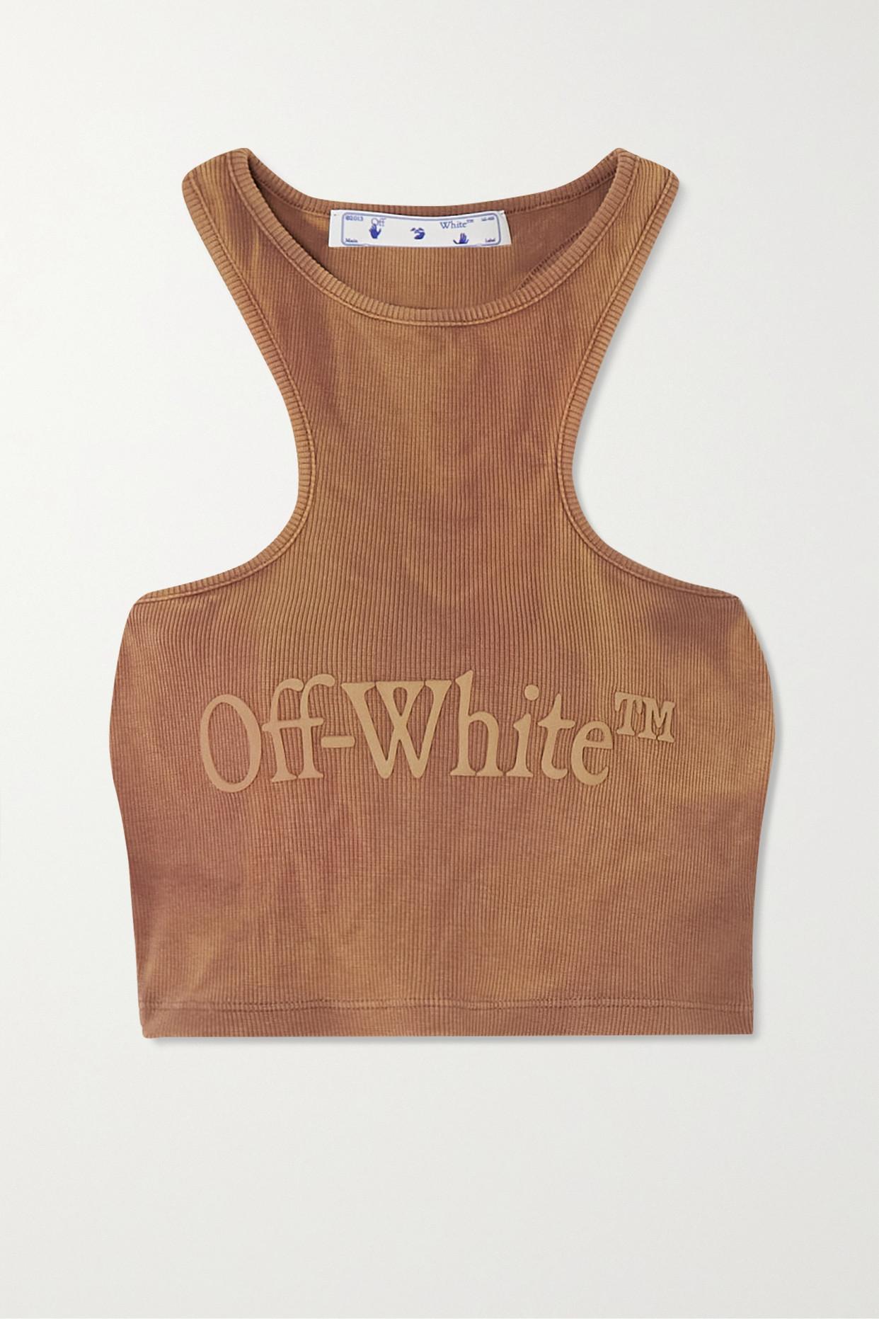 Cotton jersey tank top in off white