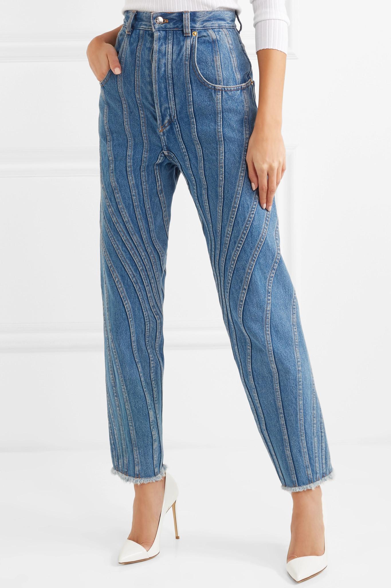 Mugler Denim Paneled High-rise Straight 