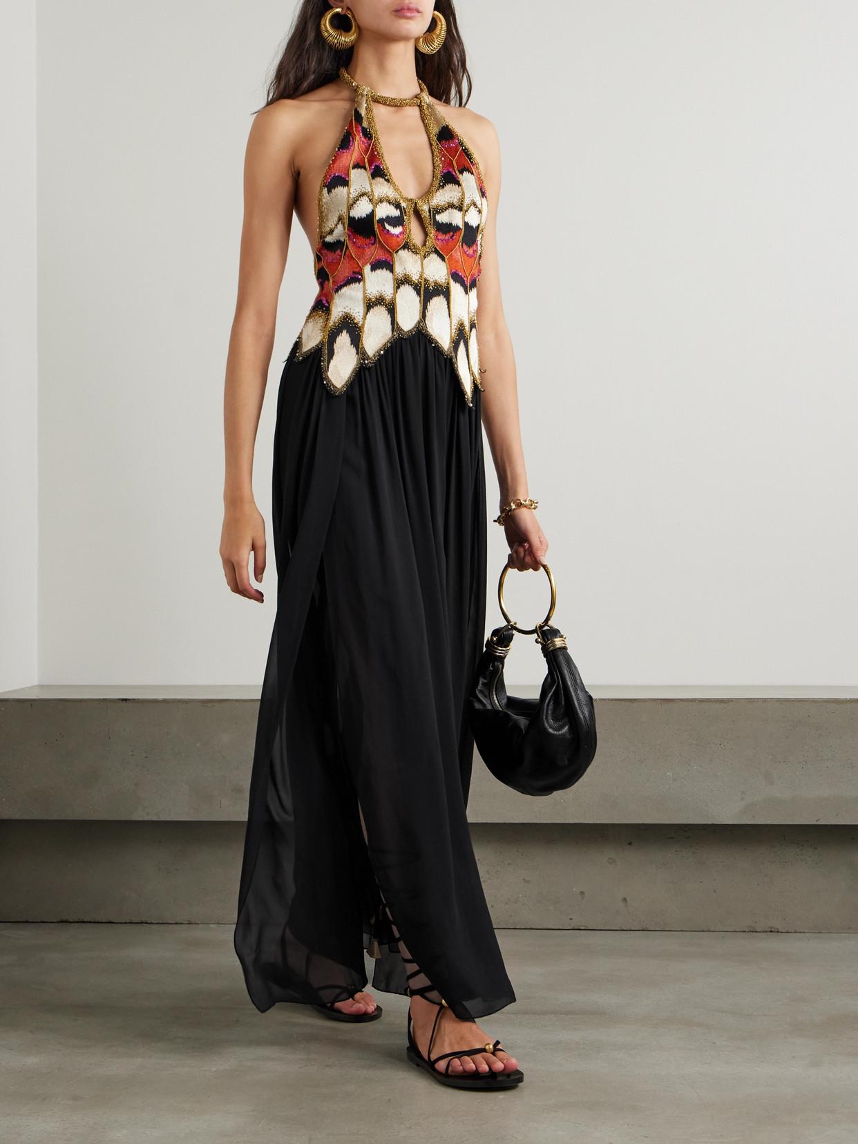 Isabel Marant Alicia Embellished Cutout Embroidered Silk Halterneck Gown in Black | Lyst Isabel Marant Alicia Embellished Cutout Embroidered Silk Halterneck Gown in Black | Lyst