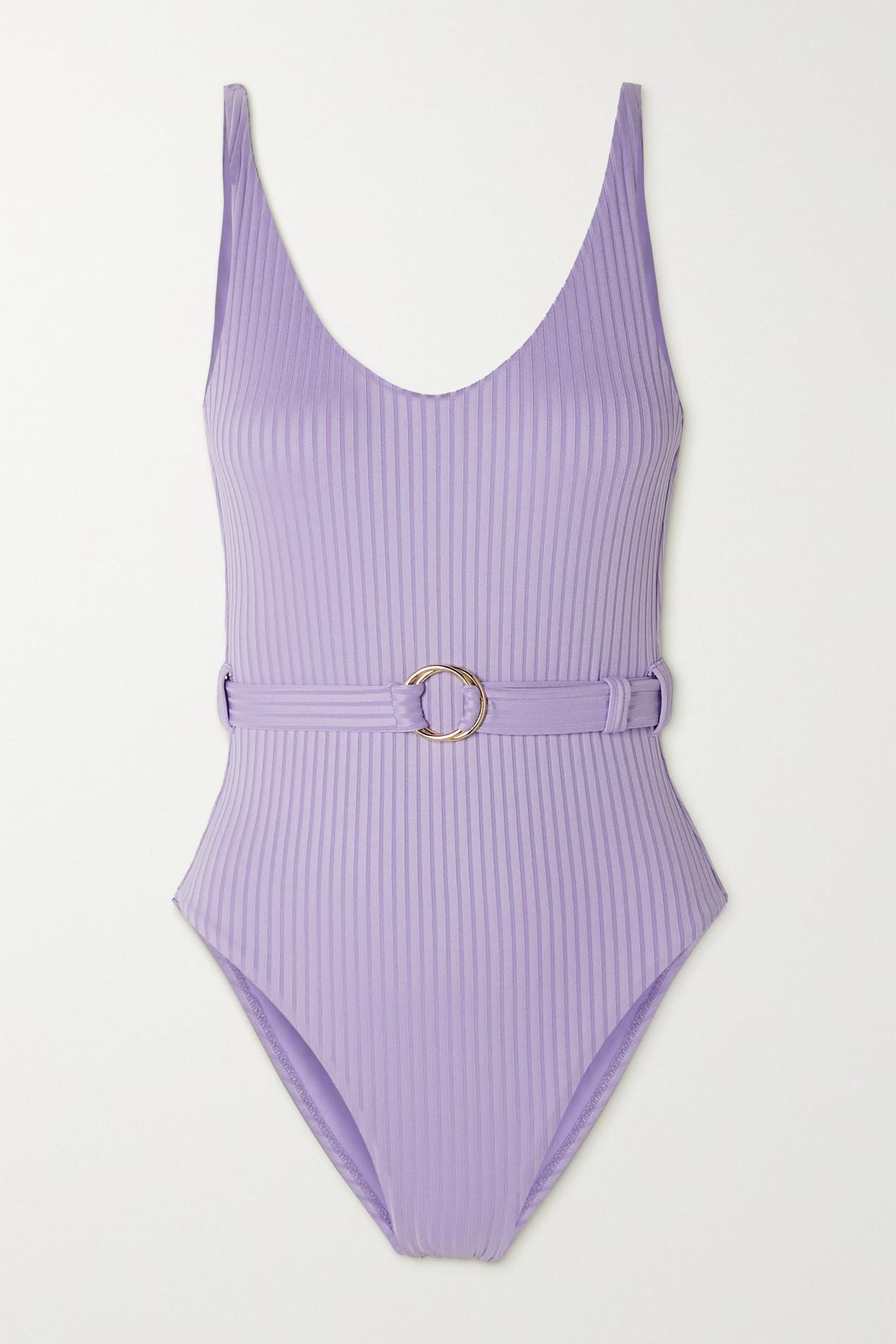Melissa Odabash St Tropez Belted Ribbed Swimsuit in Purple | Lyst Canada