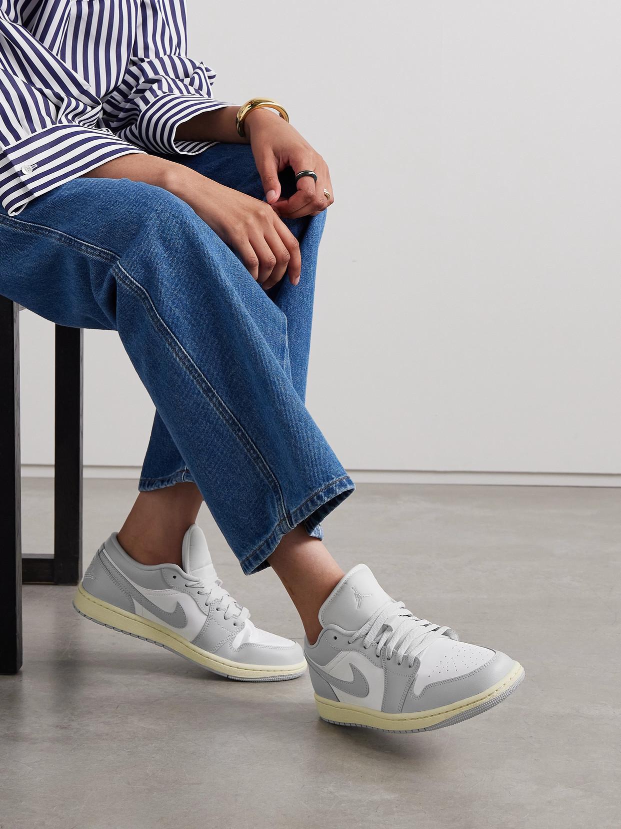 On Feet Air Jordan One All White NIKE Air Jordan Low OG Leather