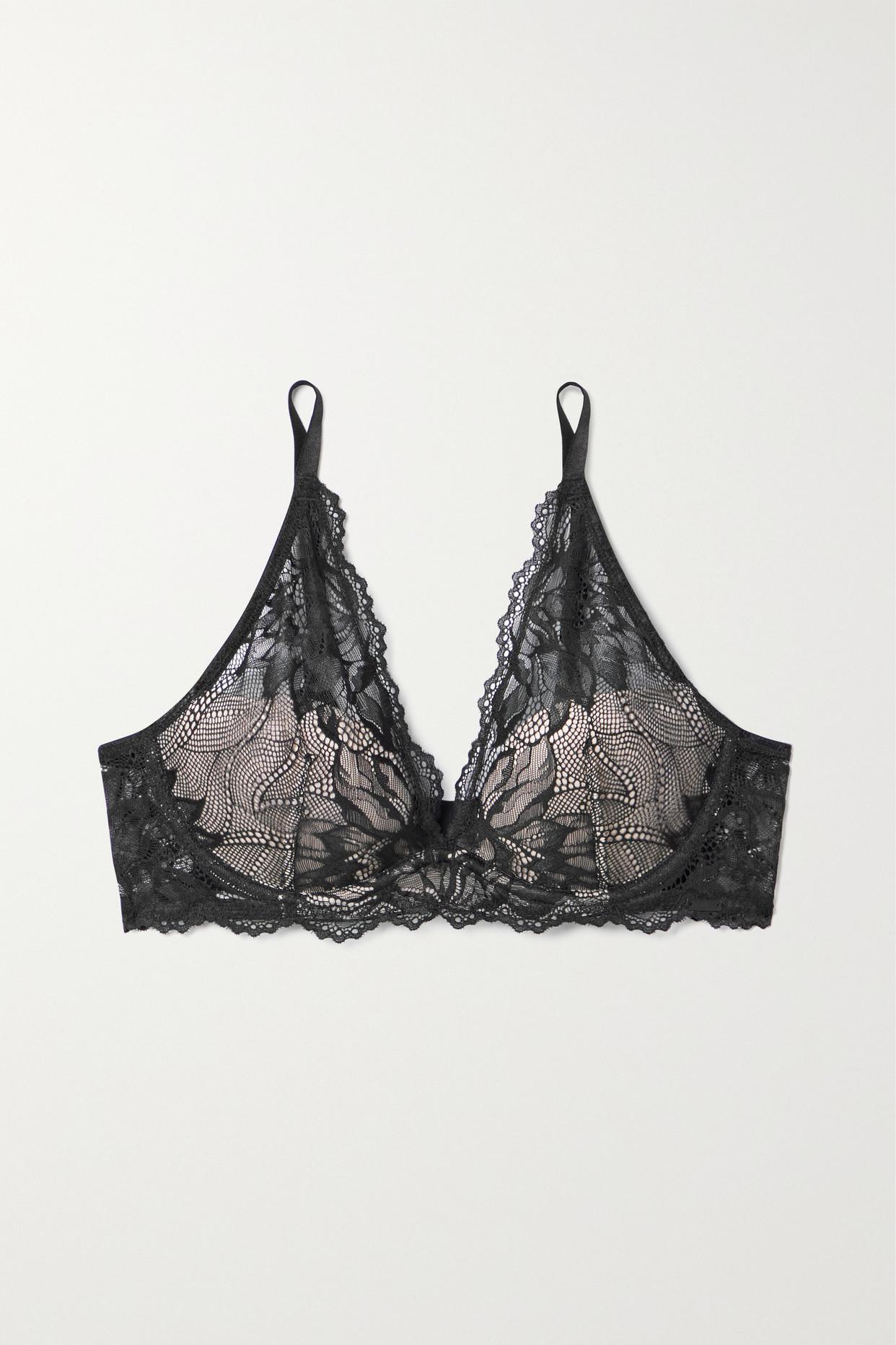 Calvin Klein Lace Underwired Plunge Bra In Black Lyst 