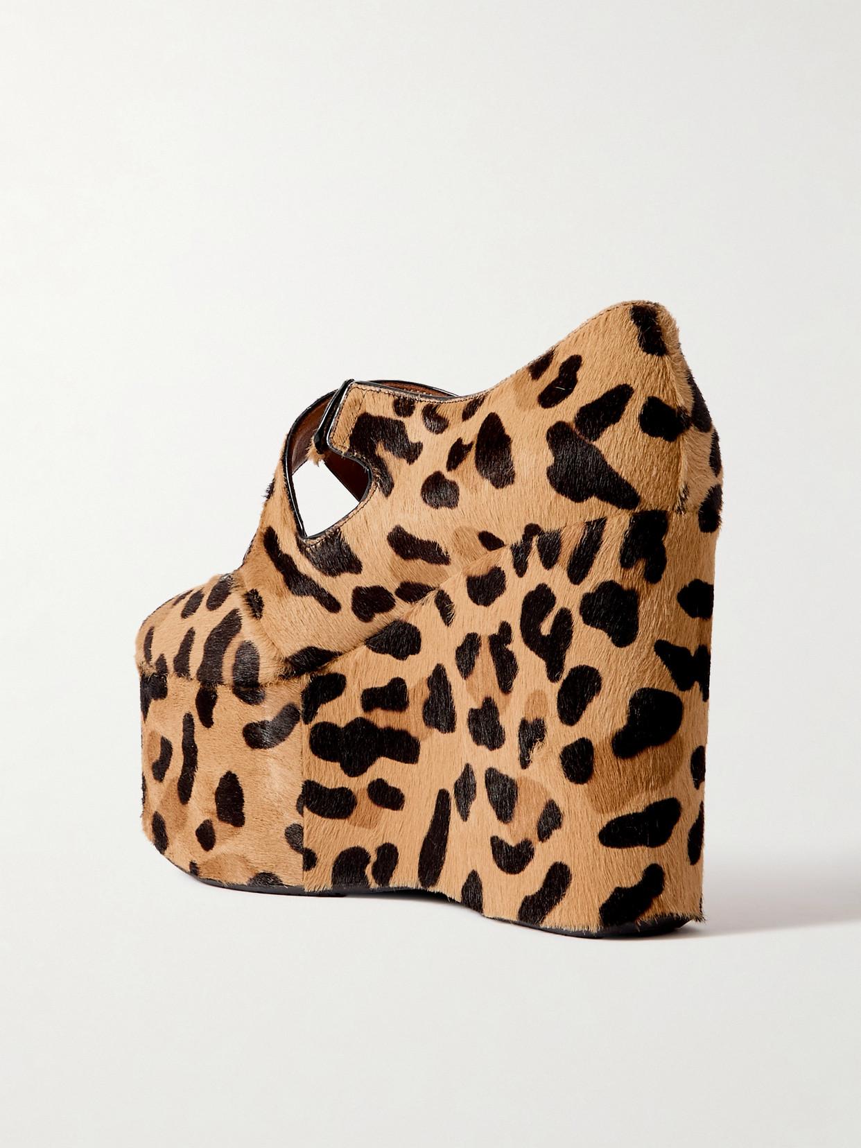 Alaia Leopard Platform Wedges Alaïa Heeled Shoes Criss Cross In