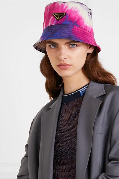 Prada Tie-dyed Cotton-canvas Bucket Hat in Pink | Lyst