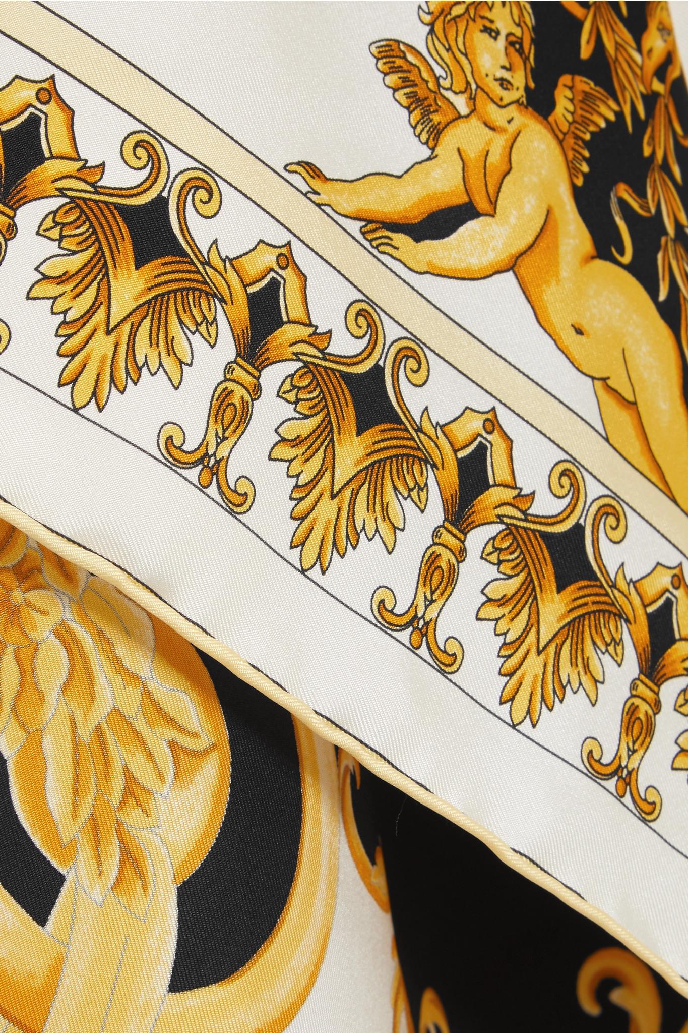 Versace Printed Silk Scarf in Black Lyst