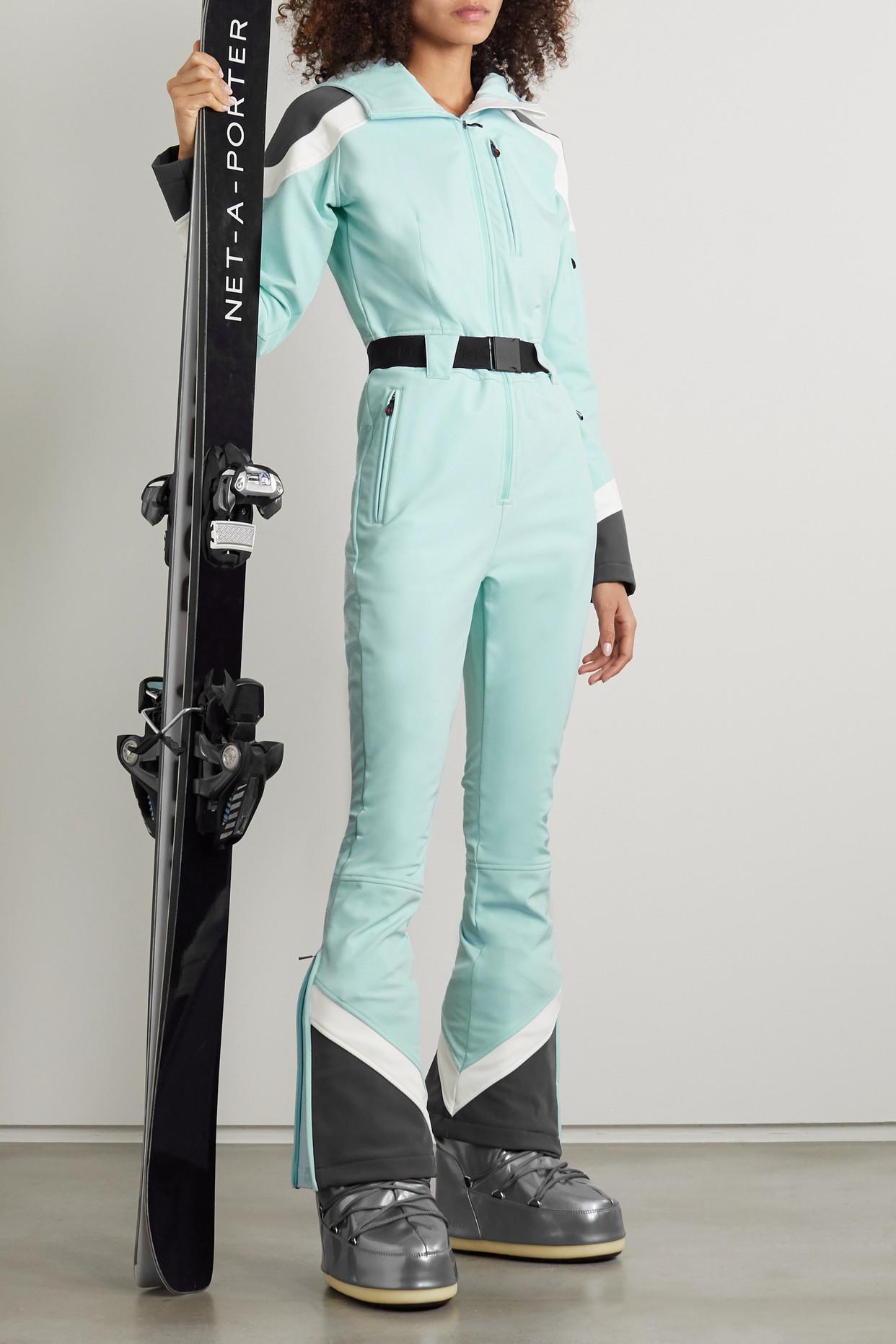 Perfect Moment Allos Hooded Belted Color-block Ski Suit in Blue | Lyst