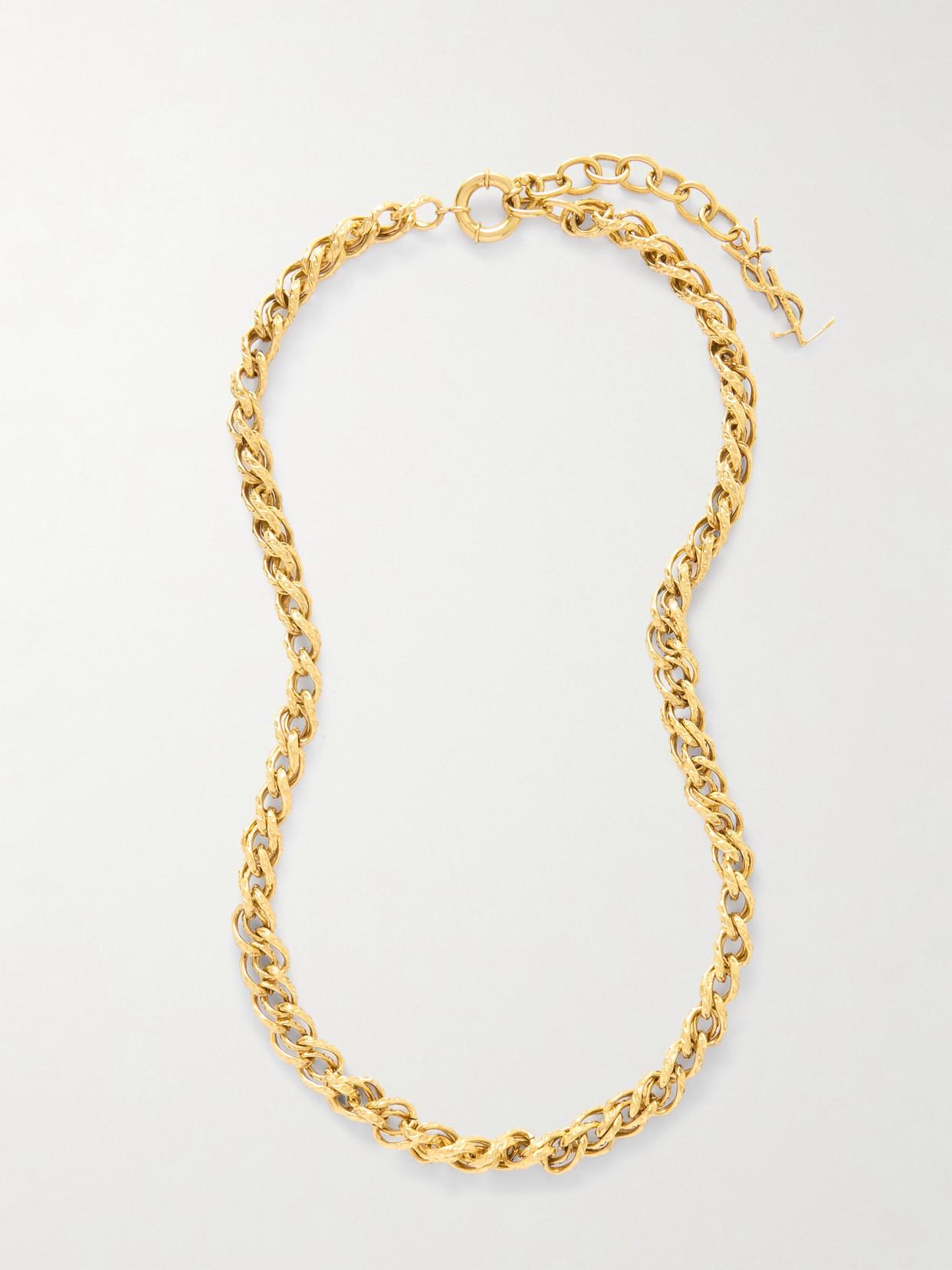【送料&関税込】Saint Laurent Chain Necklace Saint Laurent YSL Necklace in Gold | FWRD