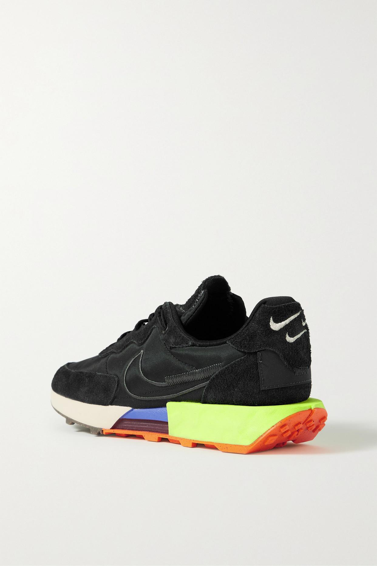 Nike Fontanka Waffle Suede And Mesh Sneakers in Black | Lyst