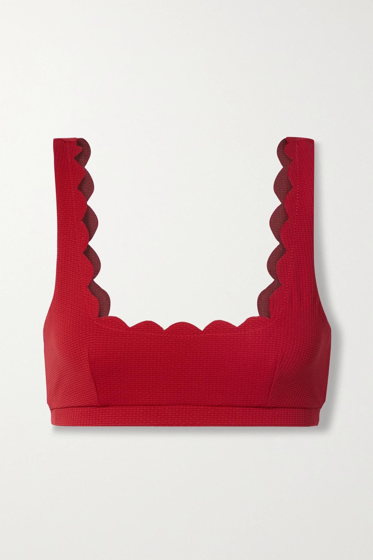 Marysia Swim Palm Springs Scalloped Stretchcrepe Bikini Top in Red Lyst