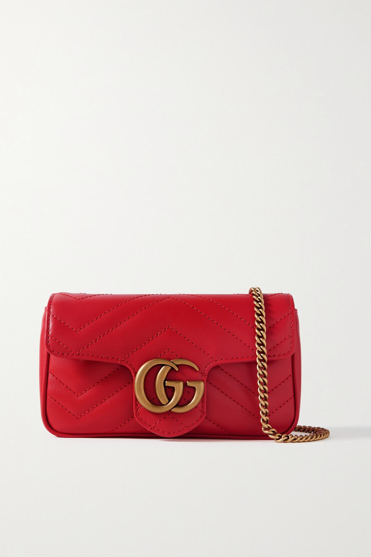 Gucci Gg Marmont Quilted Leather Shoulder Bag in Red | Lyst