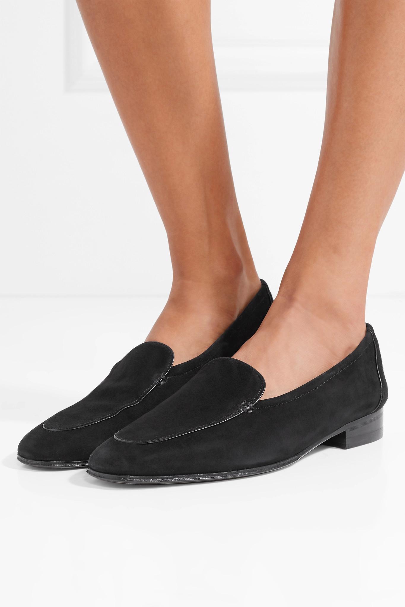 The Row Adam Suede Loafers in Black | Lyst