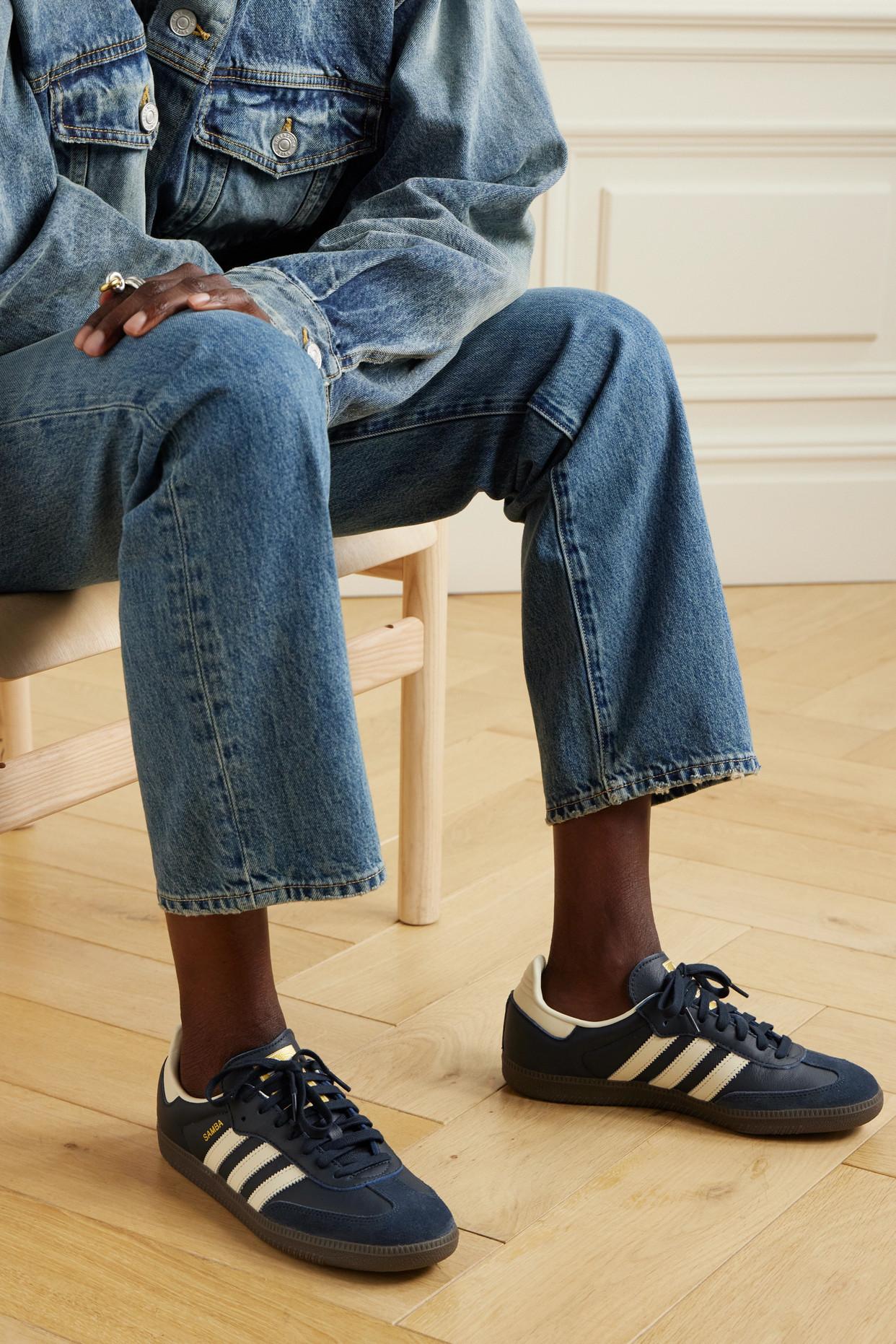adidas Originals Samba Og Suede-trimmed Leather Sneakers in Blue | Lyst