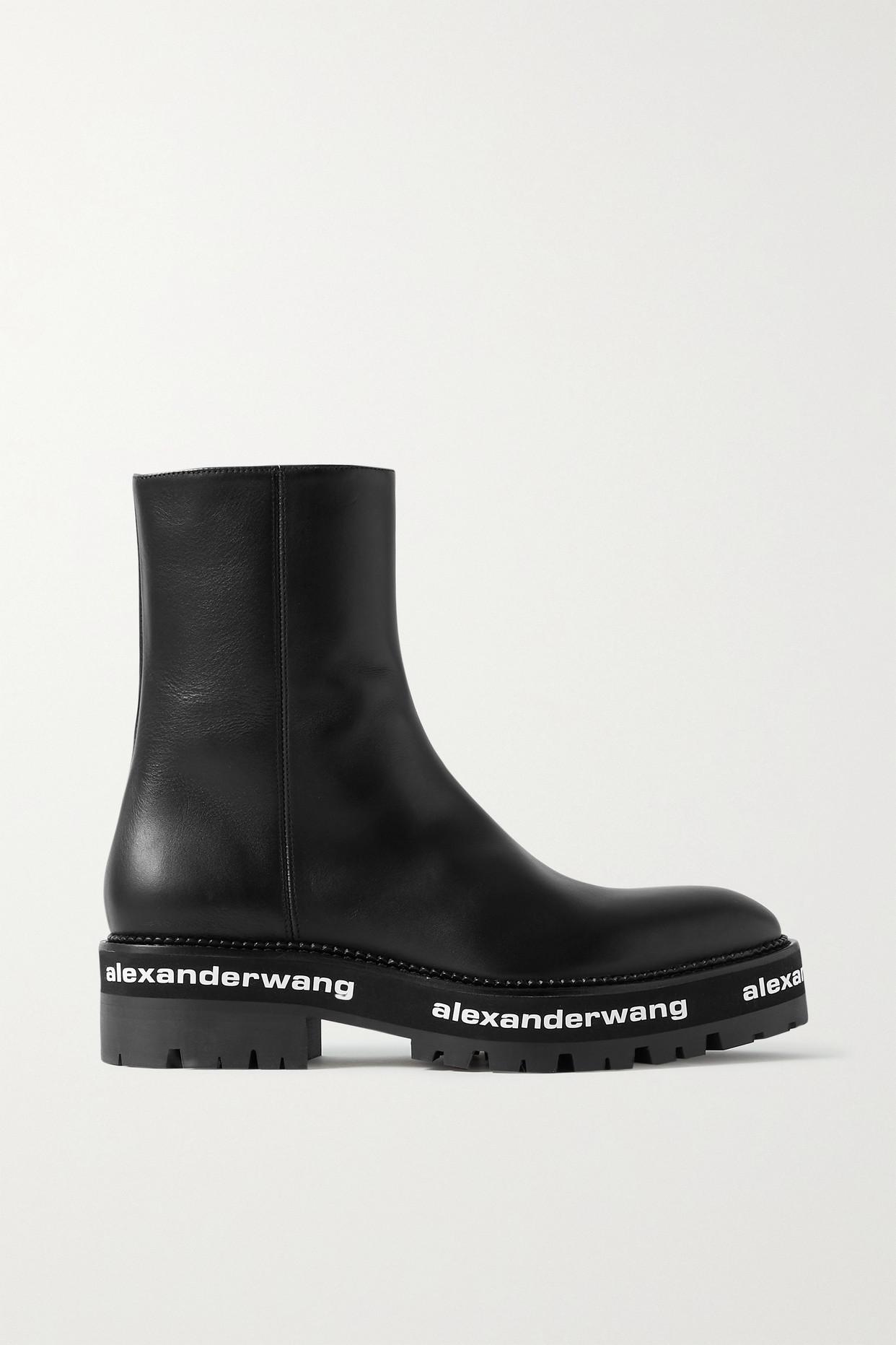 Alexander Wang Sanford Logo-print Leather Ankle Boots in Black | Lyst