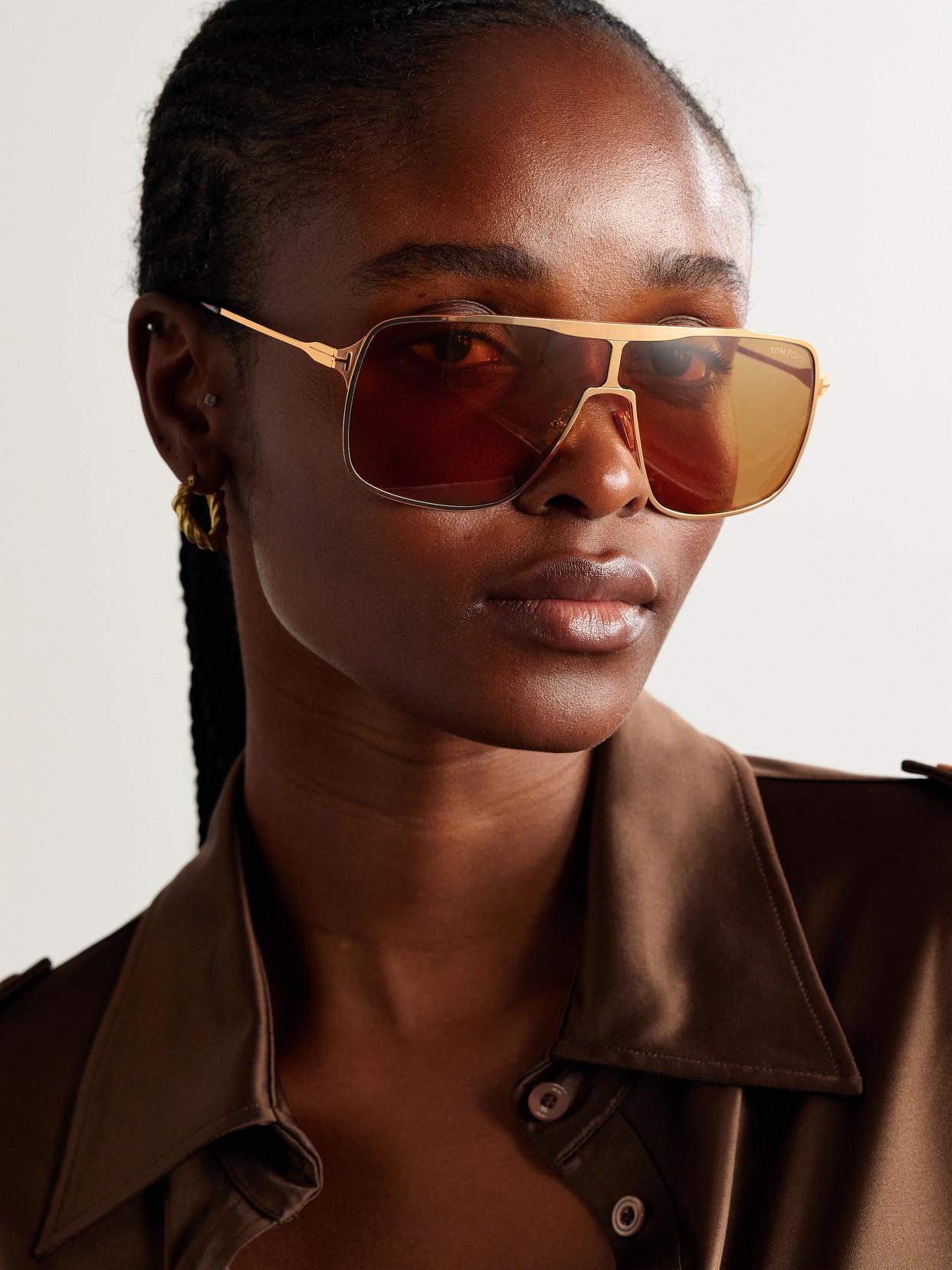 Tom Ford Gold Zappa Sunglasses Tom Ford Zappa Sunglasses FT1173 30E Shiny Deep Gold - eye  main image 3