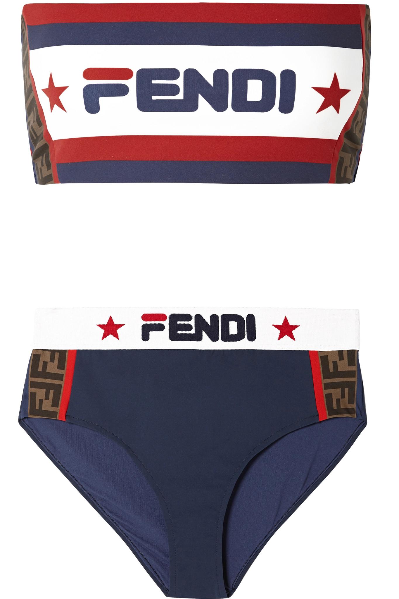 Fendi Synthetic Printed Bandeau Bikini 