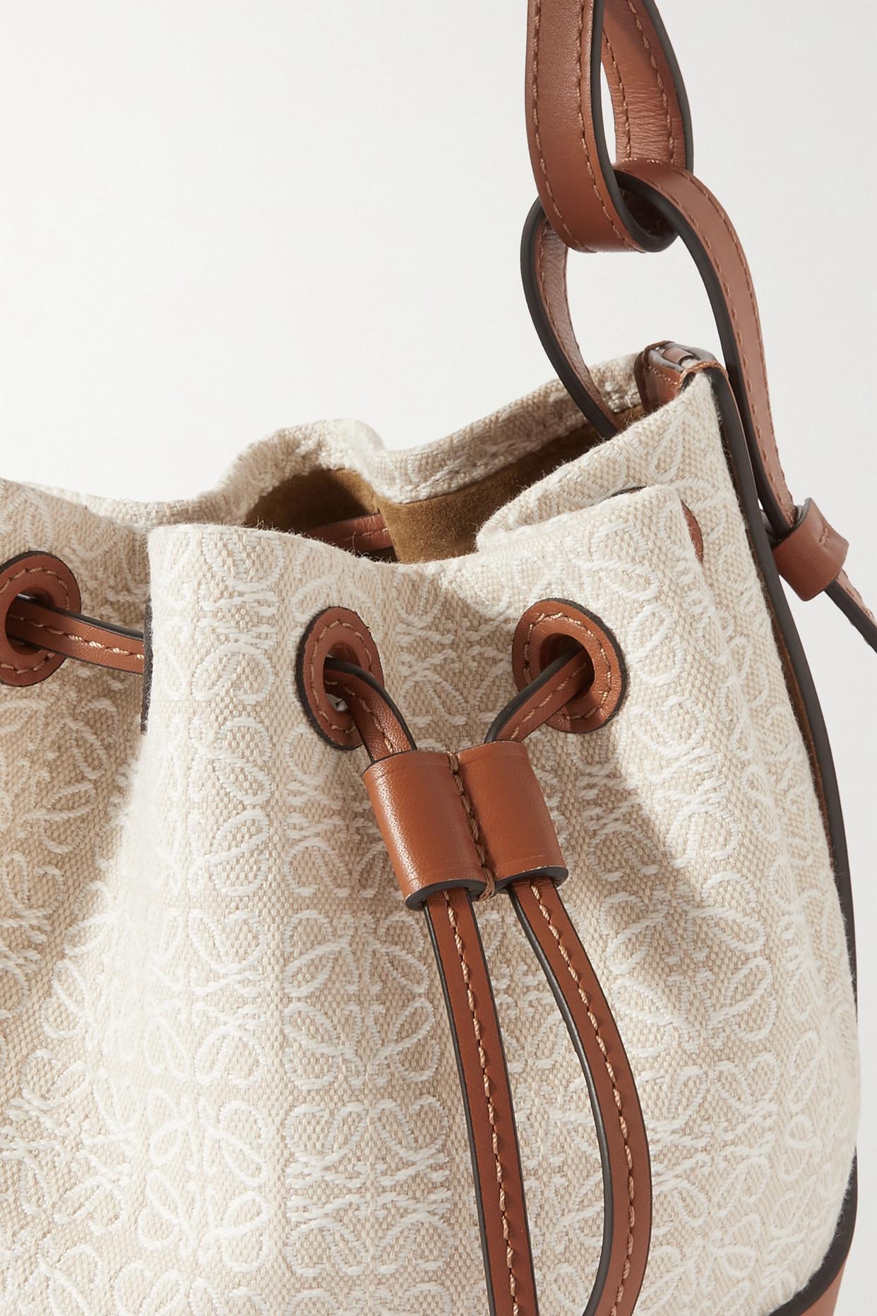 Loewe Balloon Mini Leather-trimmed Cotton-canvas Bucket Bag