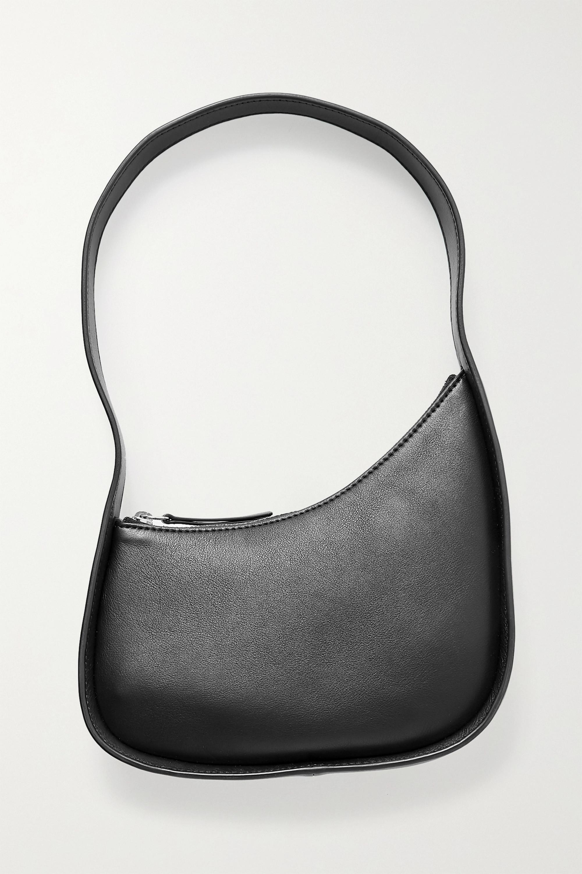 The Row Half Moon Leather Shoulder Bag in Black Womens Bags Hobo bags and purses 