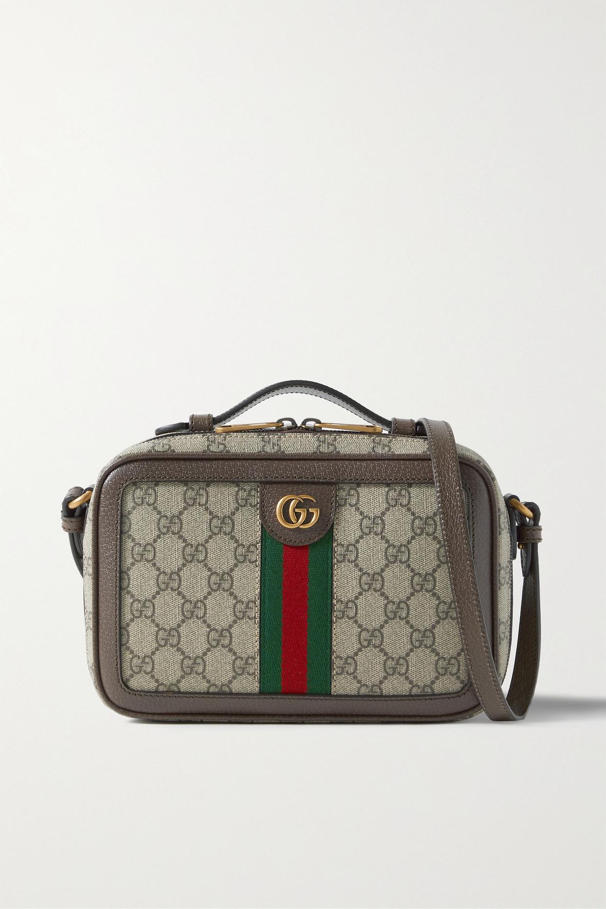 Gucci Ophidia Small Textured Leather-trimmed Printed Coated-canvas Shoulder  Bag in Natural