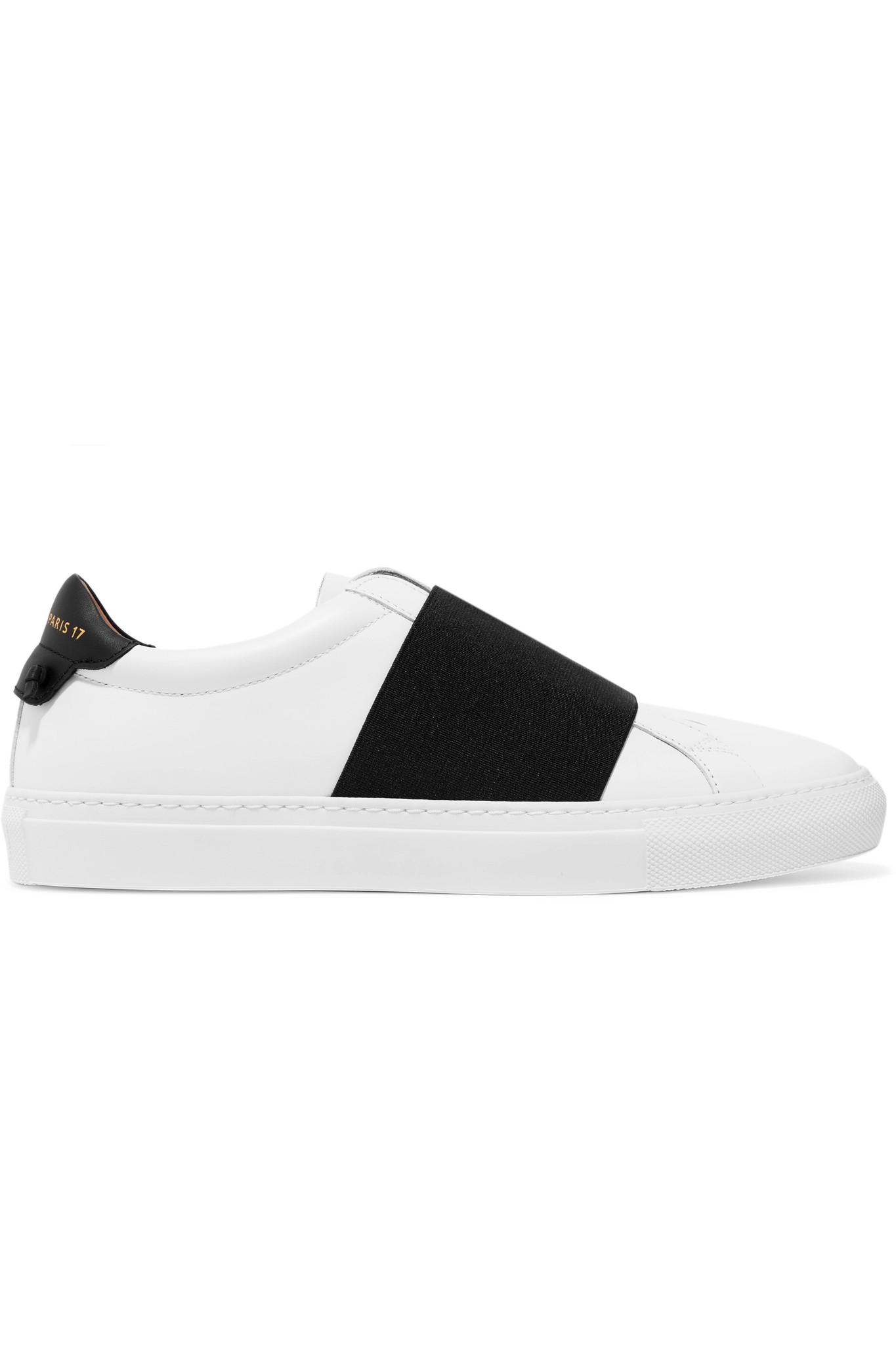 Givenchy Elastic-trimmed Leather Sneakers in White | Lyst