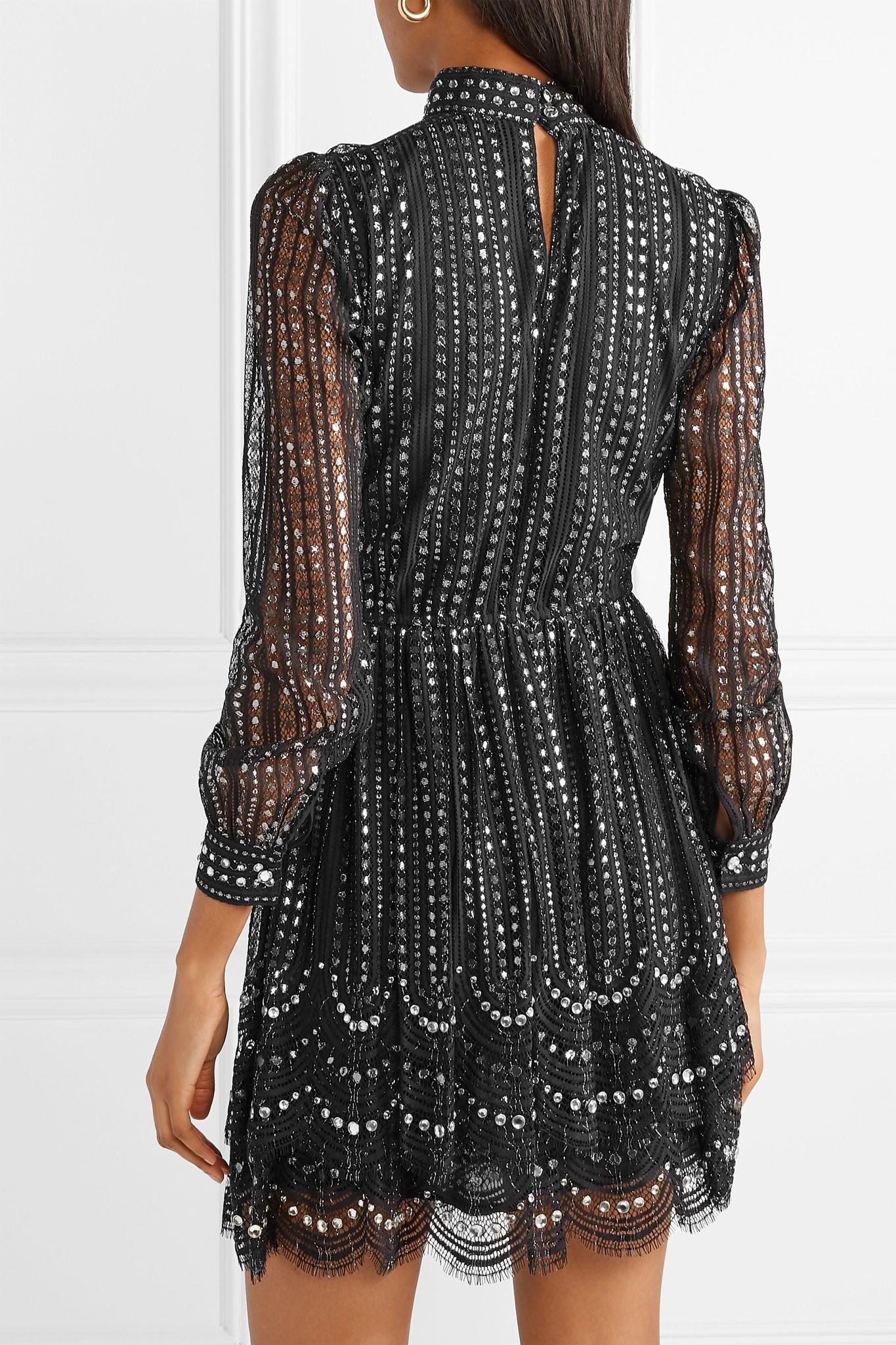 MICHAEL Michael Kors Crystal-embellished Metallic Lace Mini Dress in ...