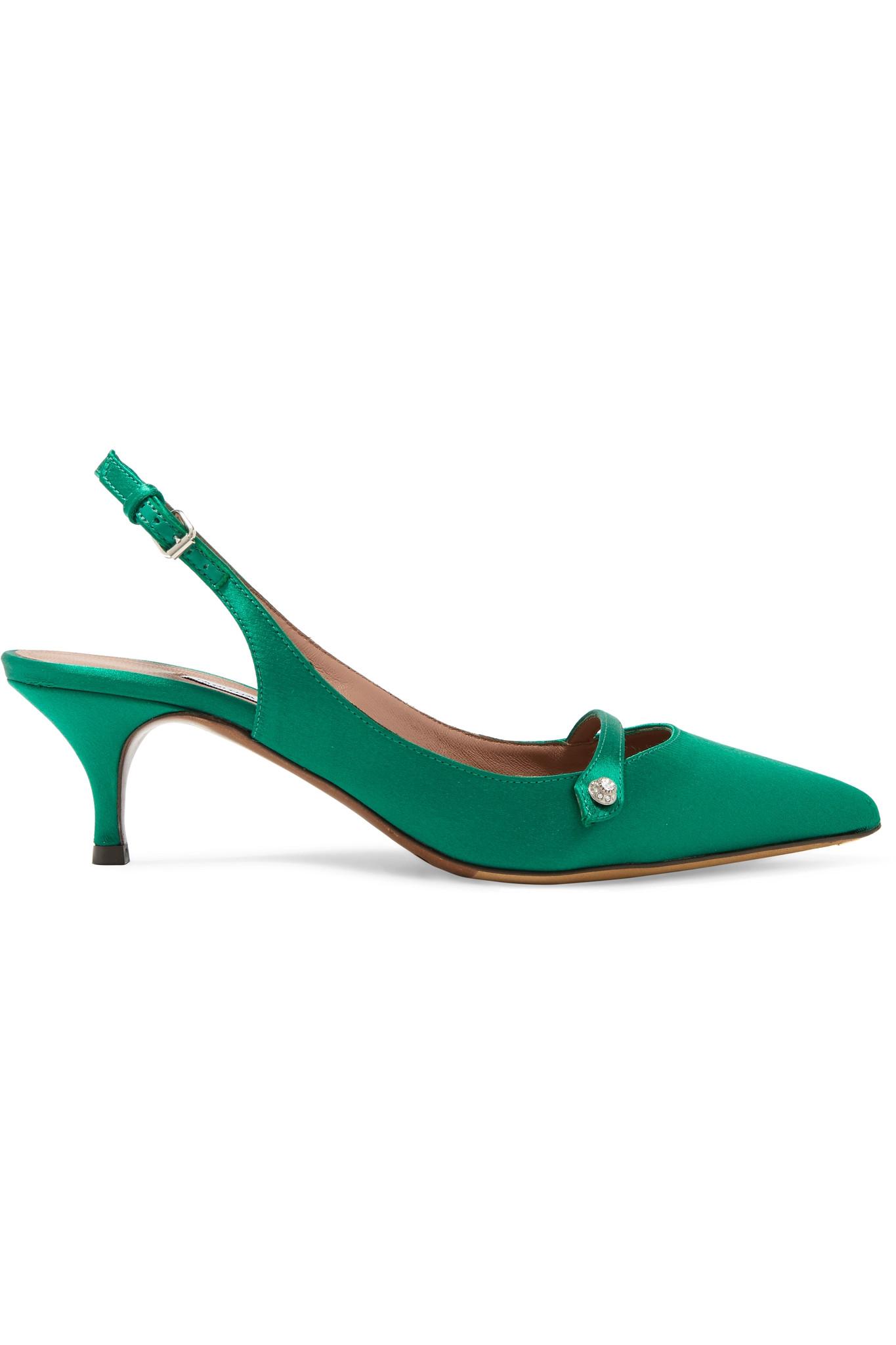Tabitha Simmons Satin Slingback Pumps Emerald in Green - Lyst