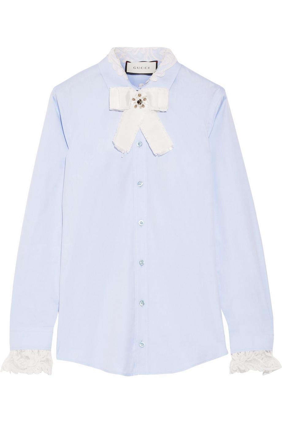 Gucci Bow-embellished Lace-trimmed 